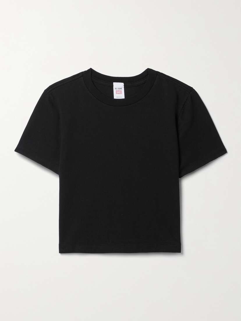 RE/DONE + Hanes Micro Cropped Cotton-jersey T-shirt