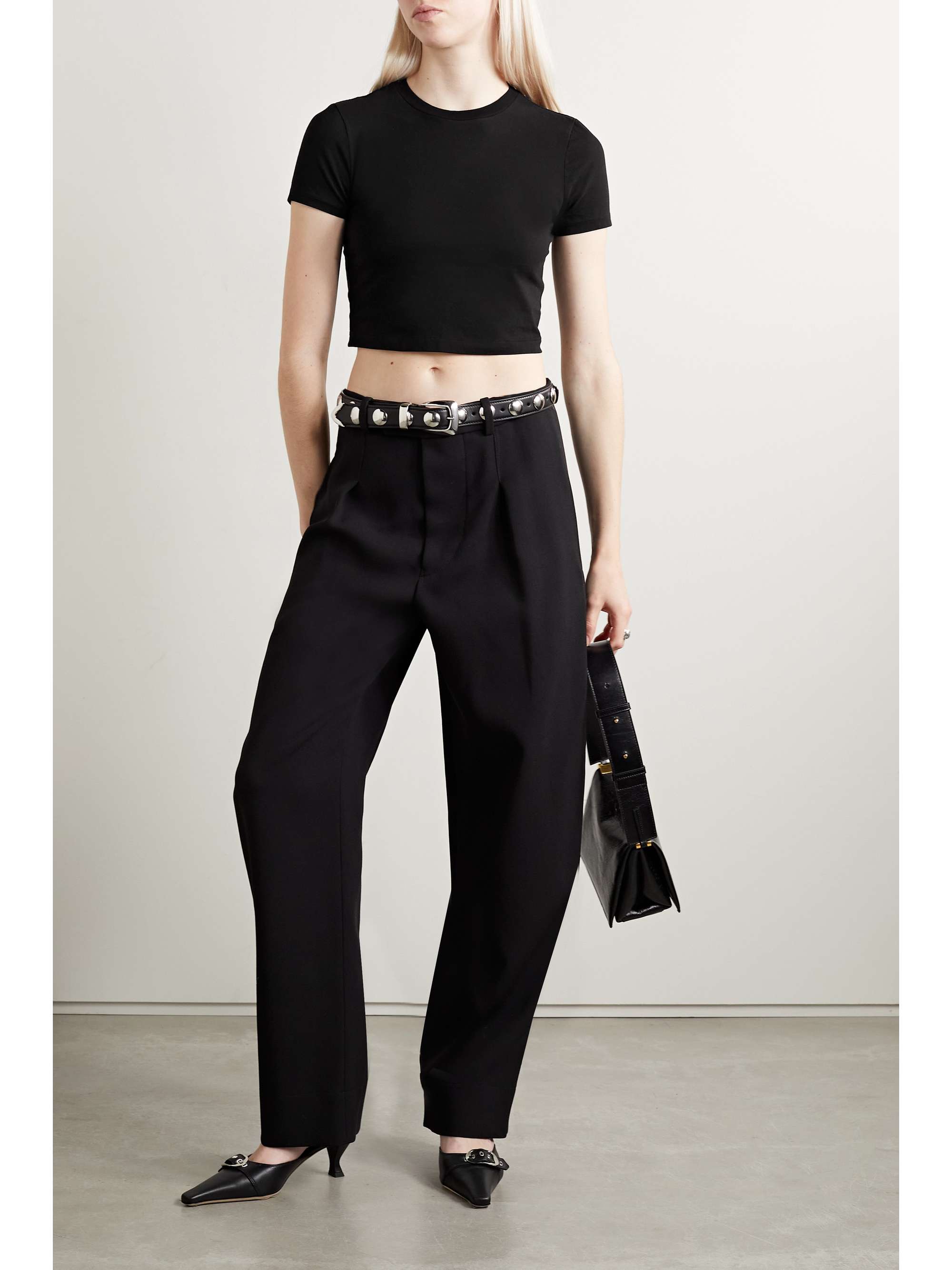 RE/DONE + Hanes Micro cropped cotton-jersey T-shirt