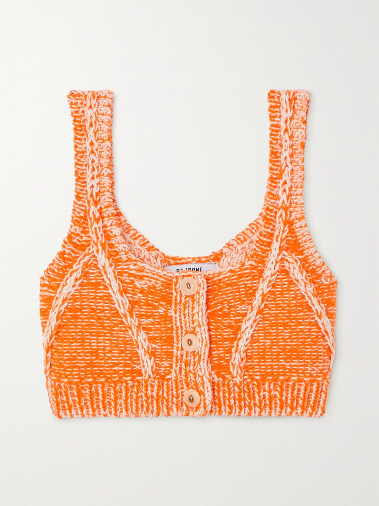 RE/DONE - Cropped Cotton-blend Top - Orange