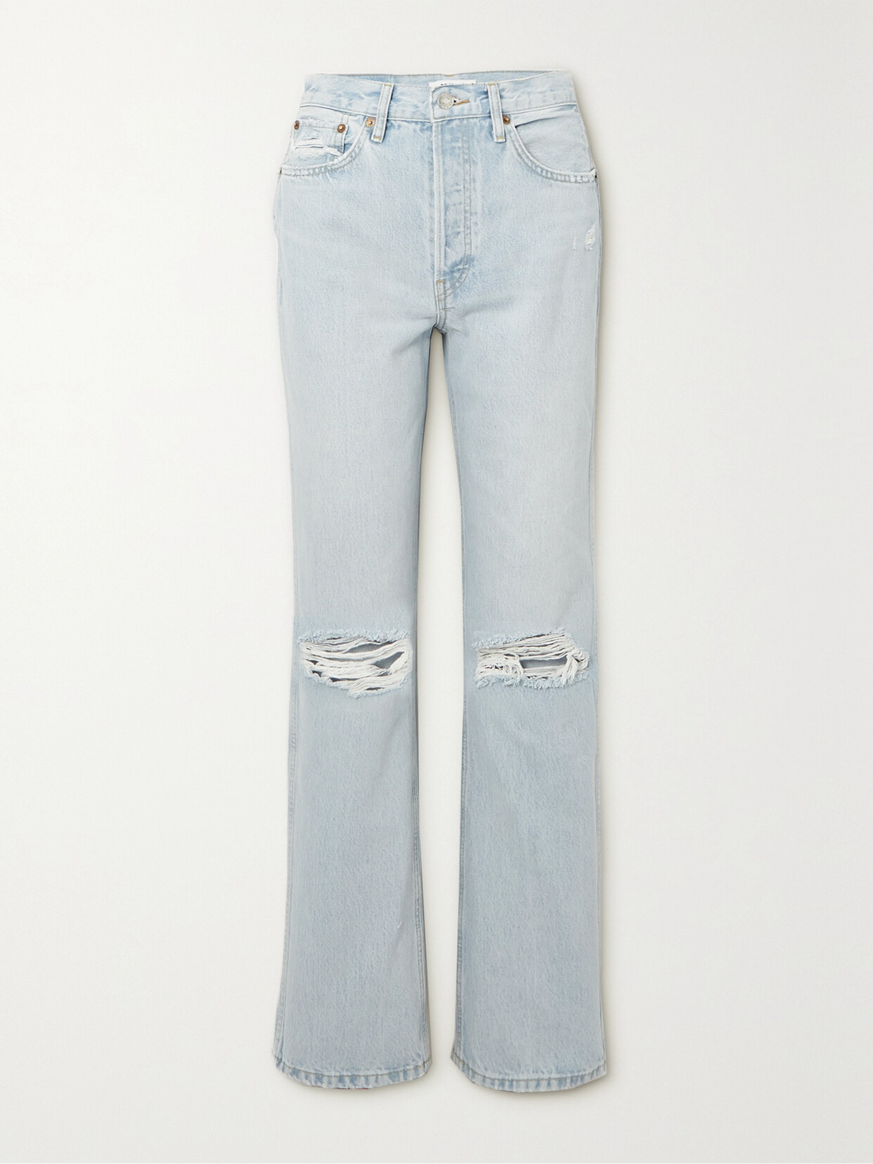 RE/DONE - 90s Loose High-rise Distressed Straight-leg Jeans - Blue