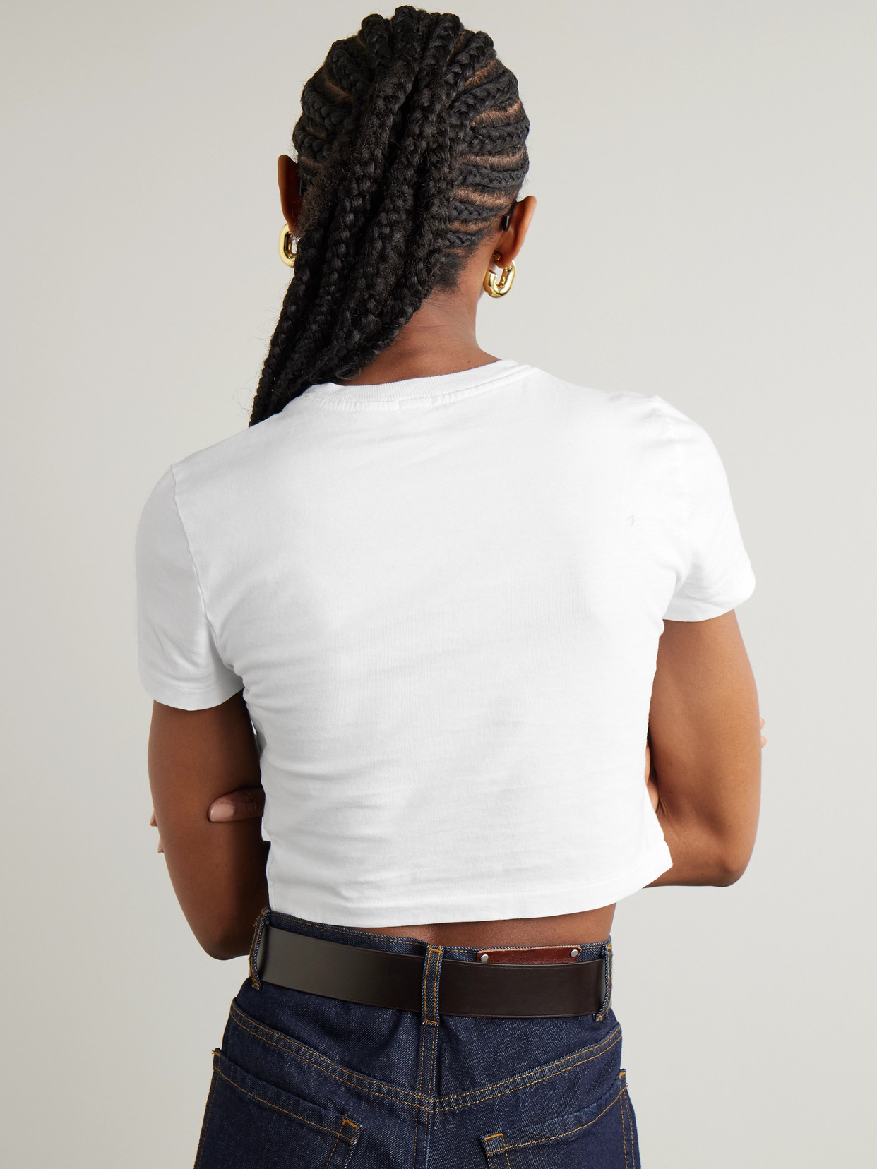 Shop Re/done + Hanes Micro Cropped Cotton-jersey T-shirt In White