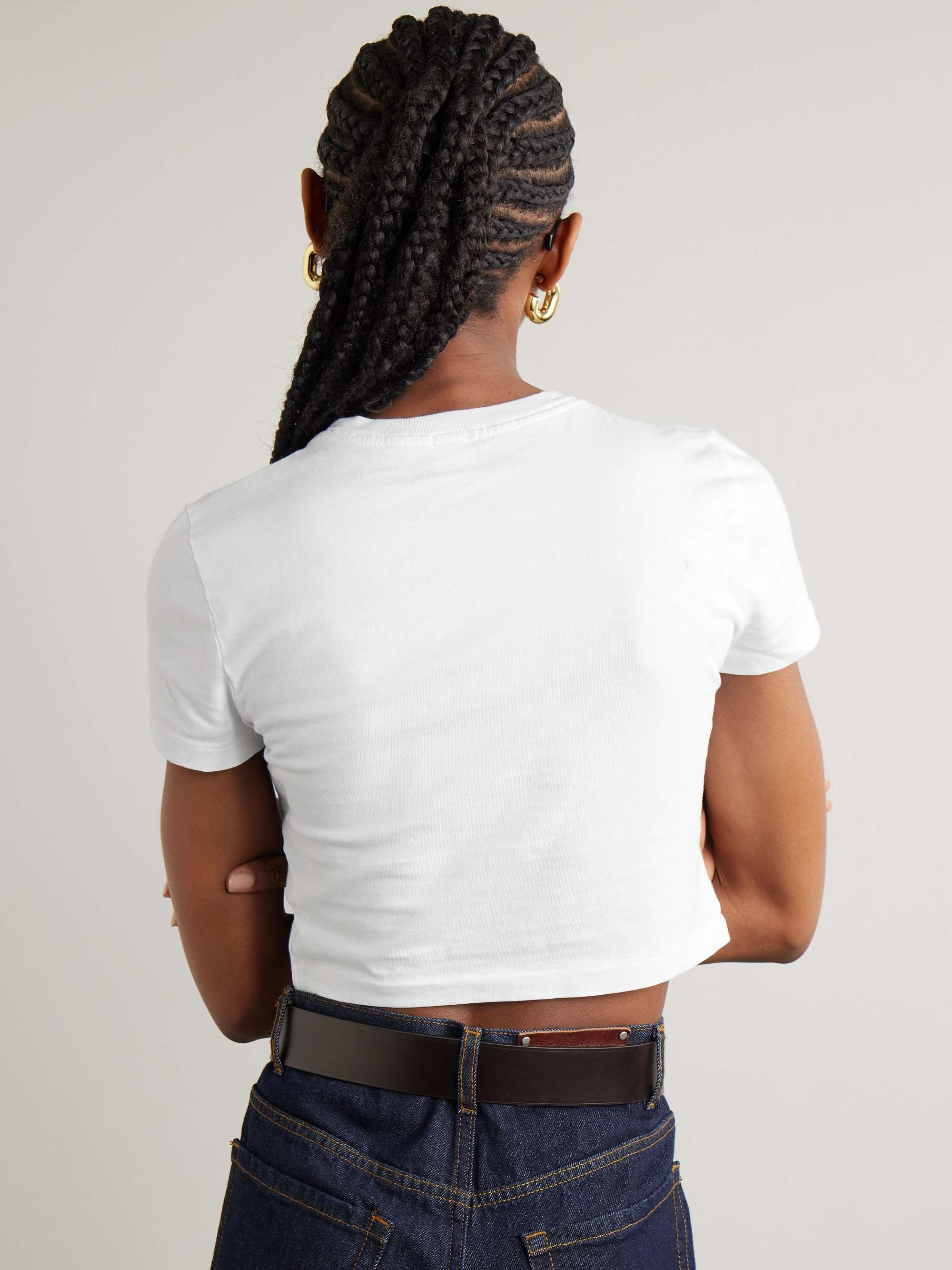 RE/DONE + Hanes Micro cropped cottonjersey Tshirt NETAPORTER