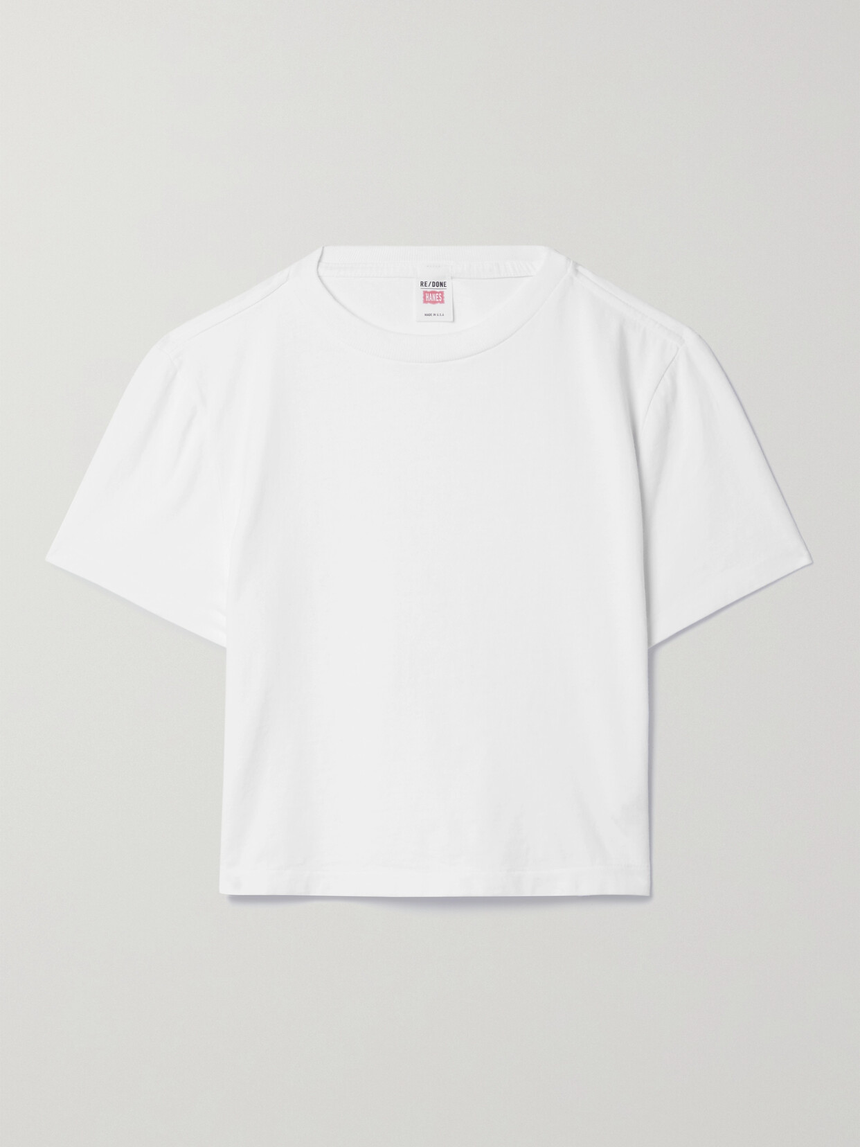 Re/done + Hanes Micro Cropped Cotton-jersey T-shirt In White