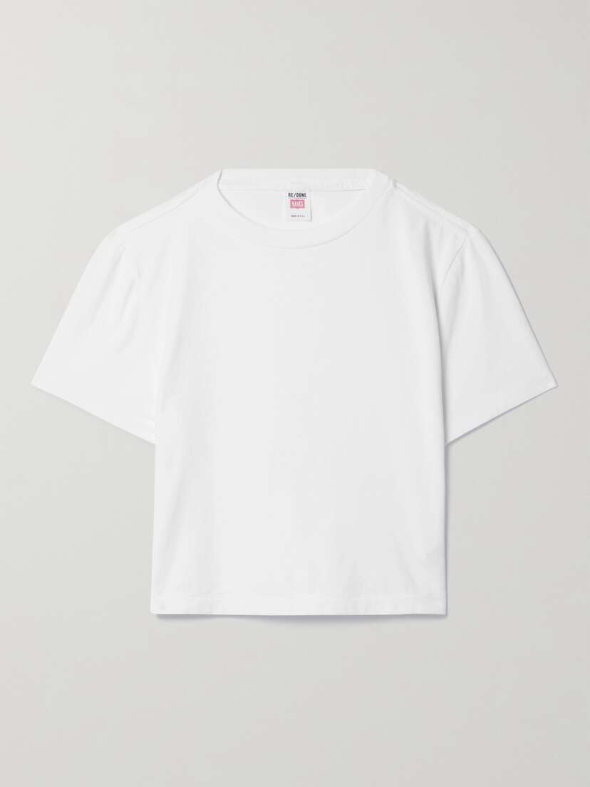 RE/DONE + Hanes Micro Cropped Cotton-jersey T-shirt