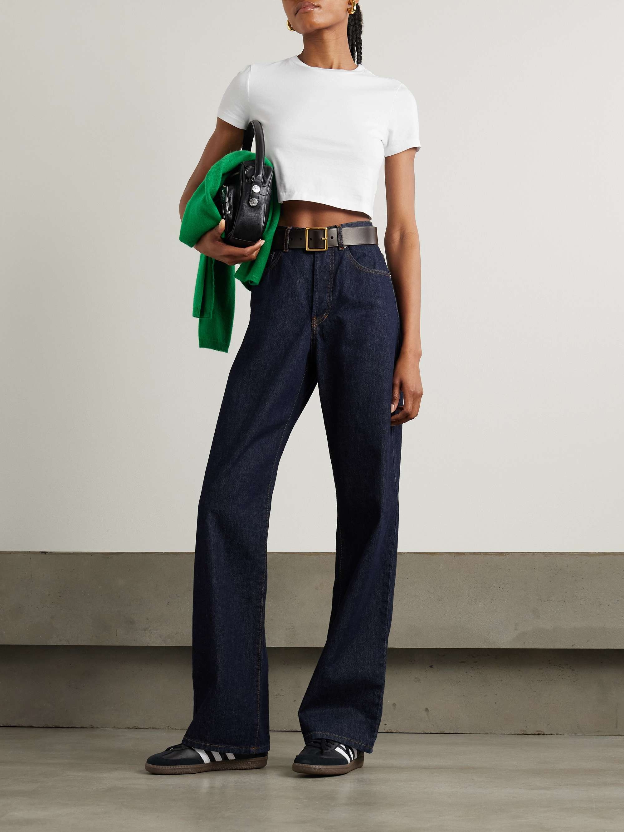 RE/DONE + Hanes Micro cropped cotton-jersey T-shirt