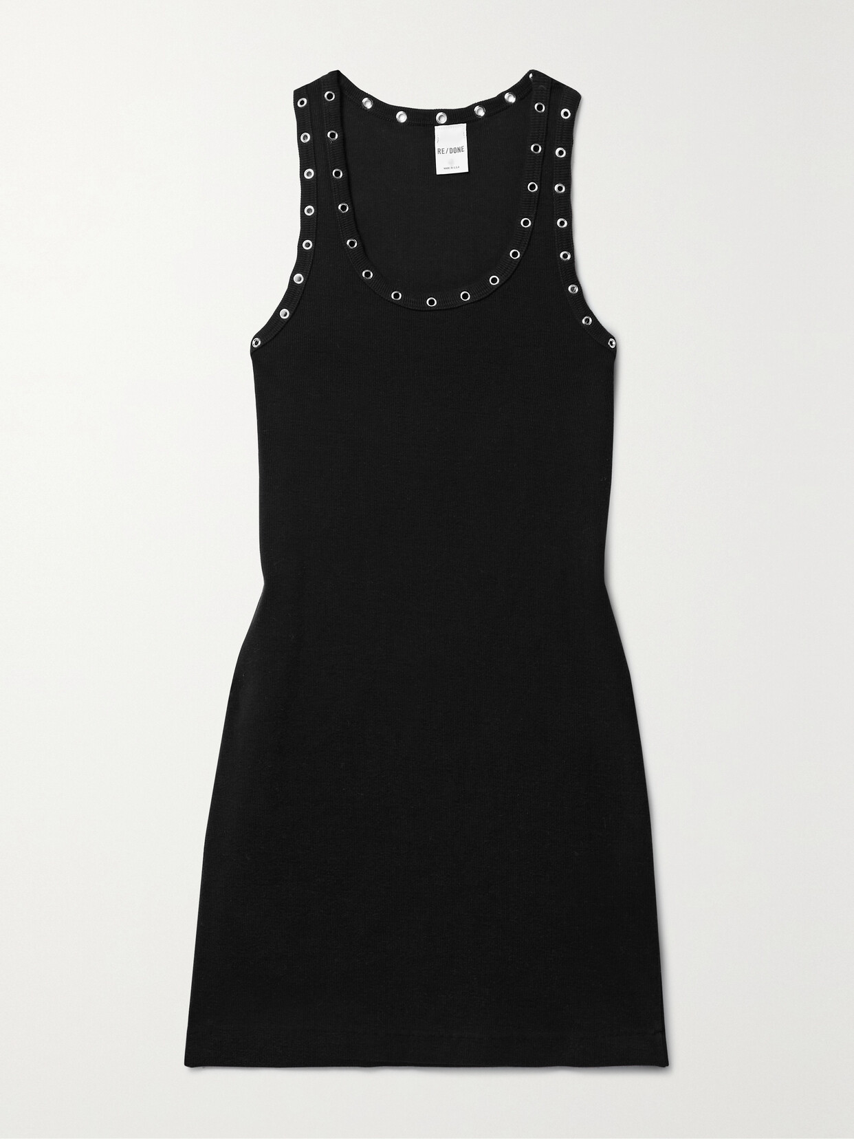 RE/DONE - Embellished Stretch Cotton-jersey Mini Dress - Black