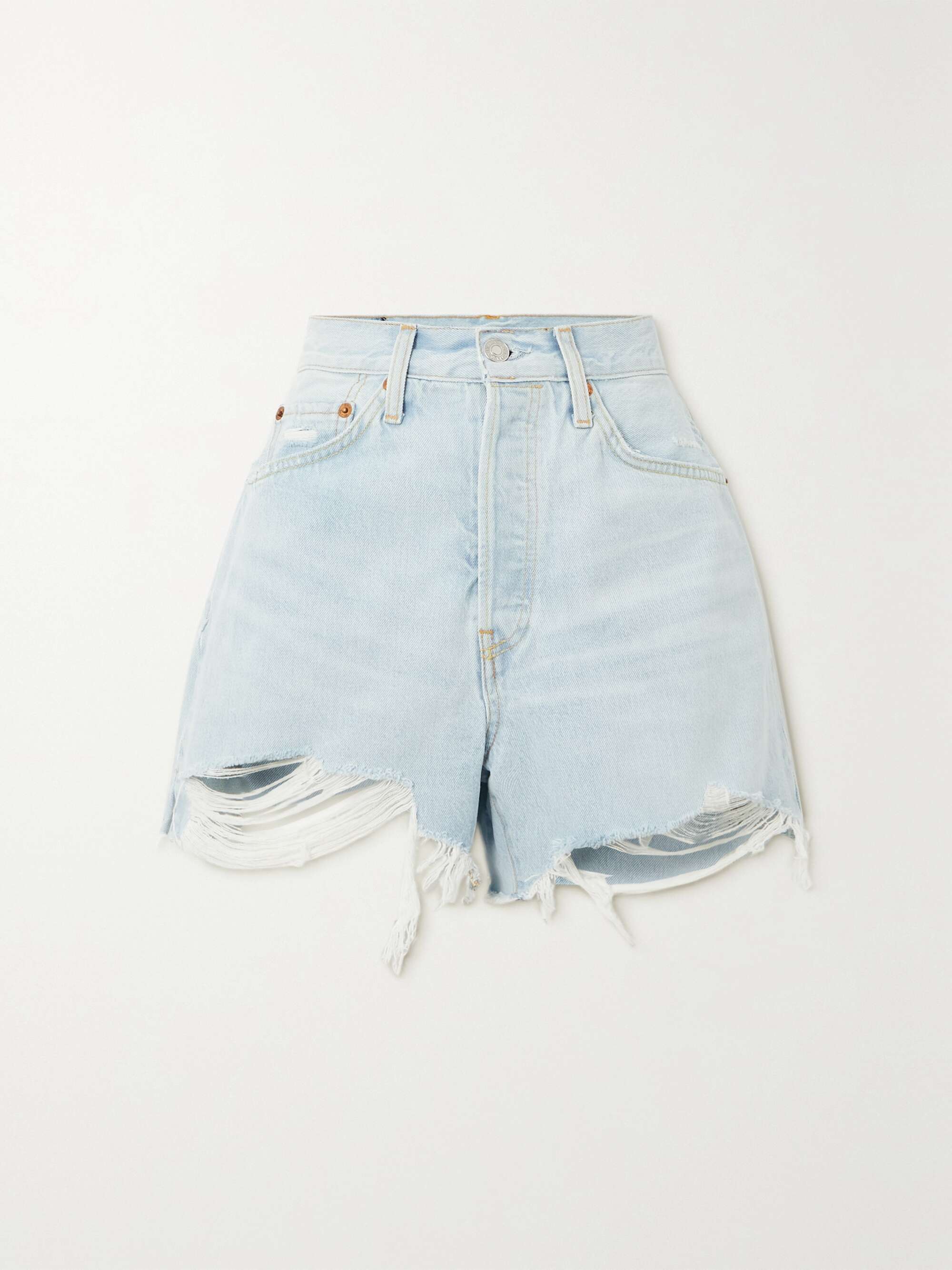 RE/DONE 50s frayed denim shorts | NET-A-PORTER