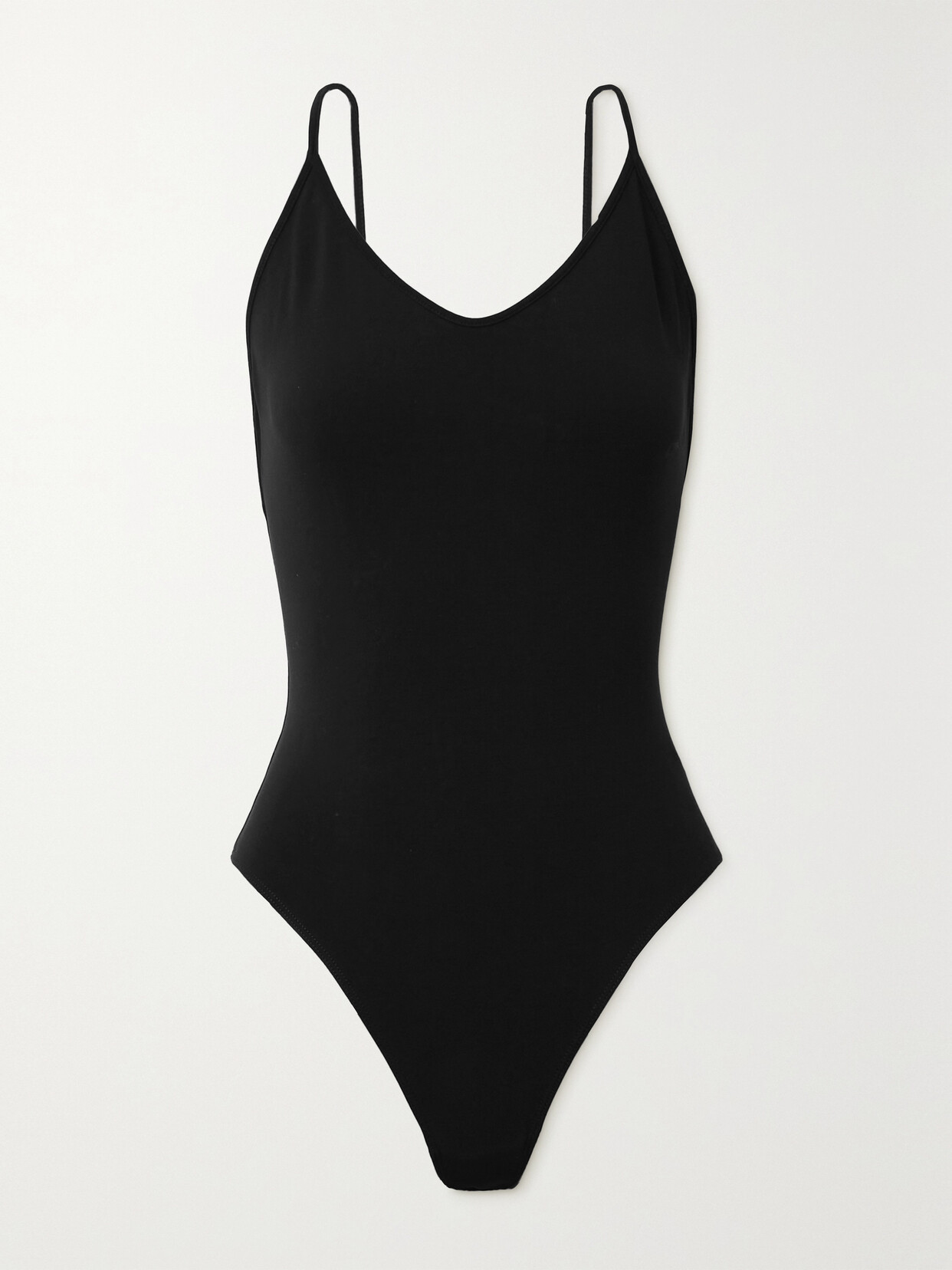 RE/DONE - Open-back Stretch-cotton Jersey Thong Bodysuit - Black