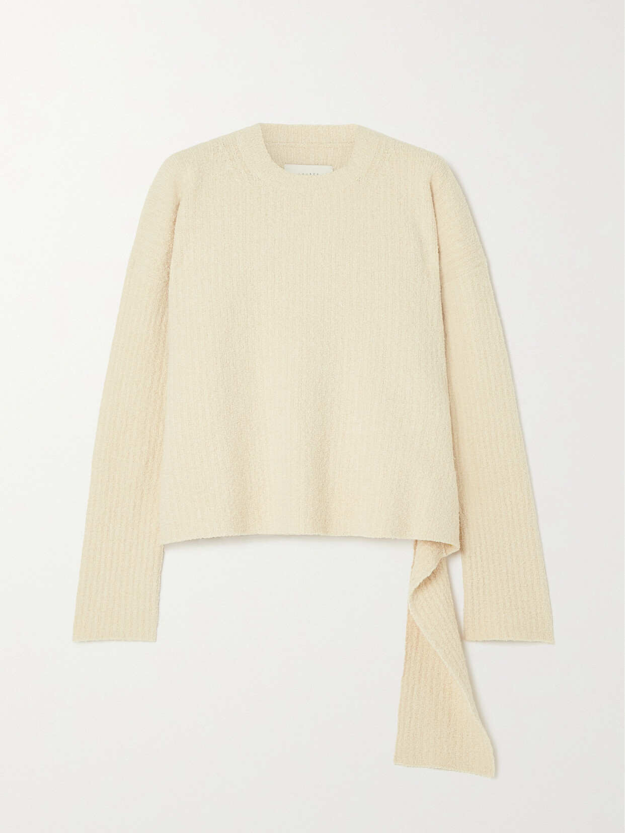 Lauren Manoogian Draped Ribbed Pima Cotton-blend Sweater In Off-white