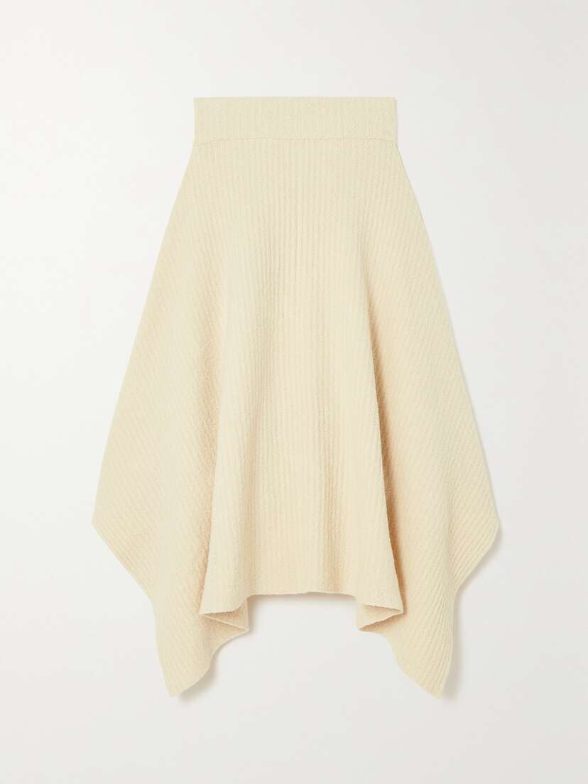 Lauren Manoogian Asymmetric Draped Ribbed Pima Cotton-blend Skirt