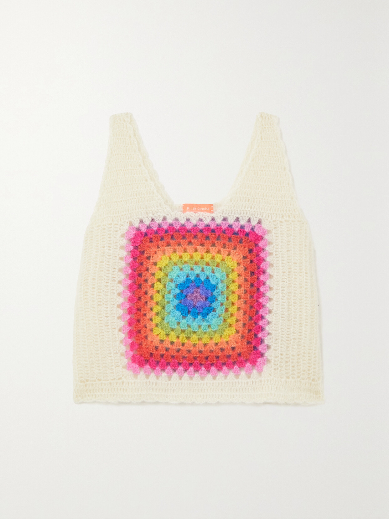 ROSE CARMINE Cropped Crocheted Mohair-blend Top - Ivory