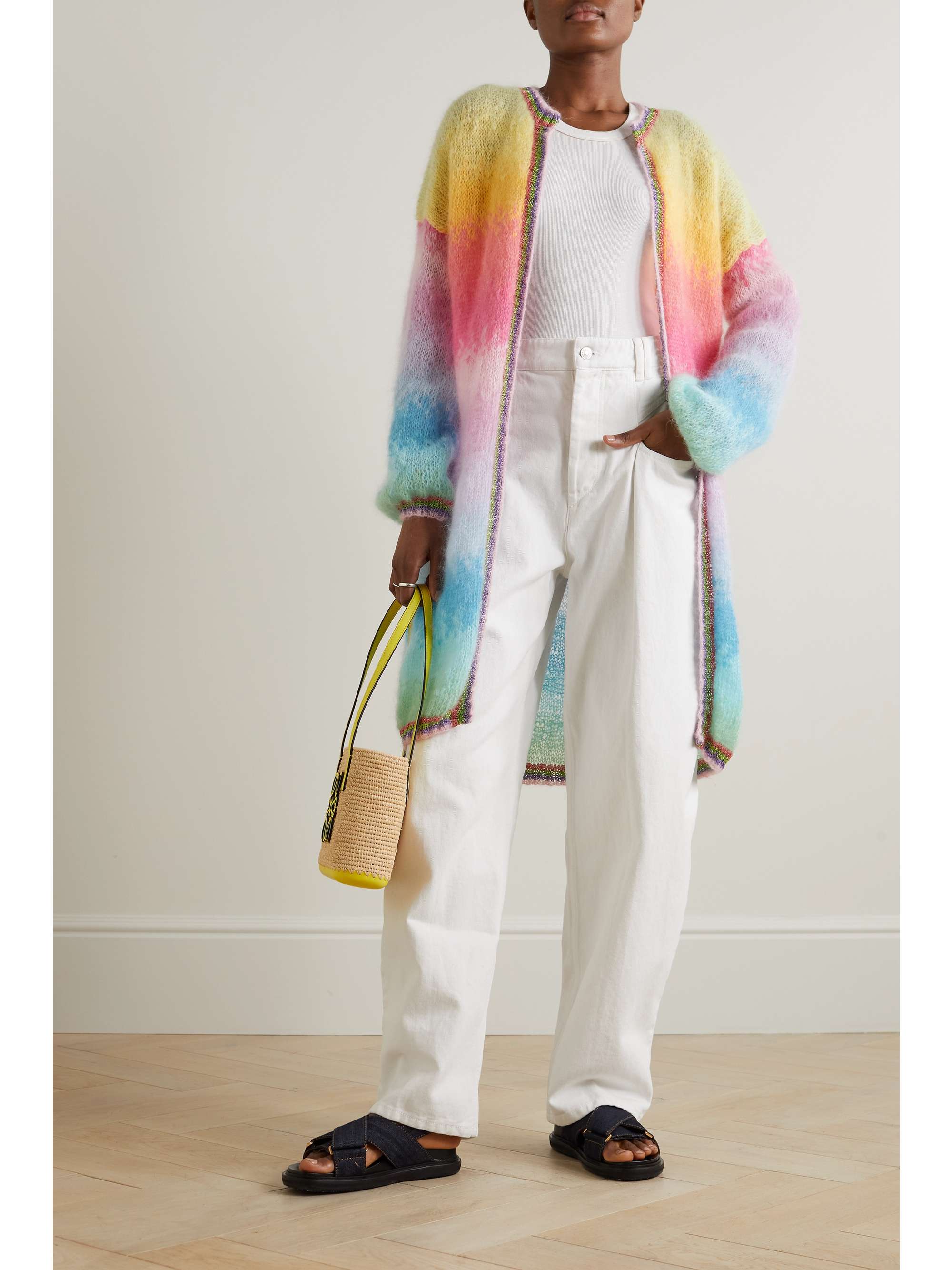 ROSE CARMINE Striped metallic mohairblend cardigan NETAPORTER