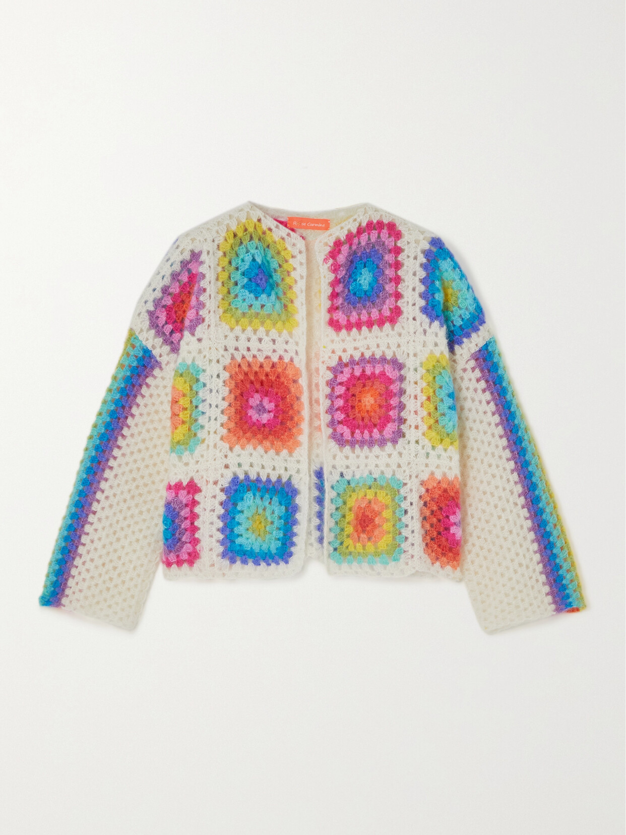 Crochet-knit Mohair-blend Cardigan