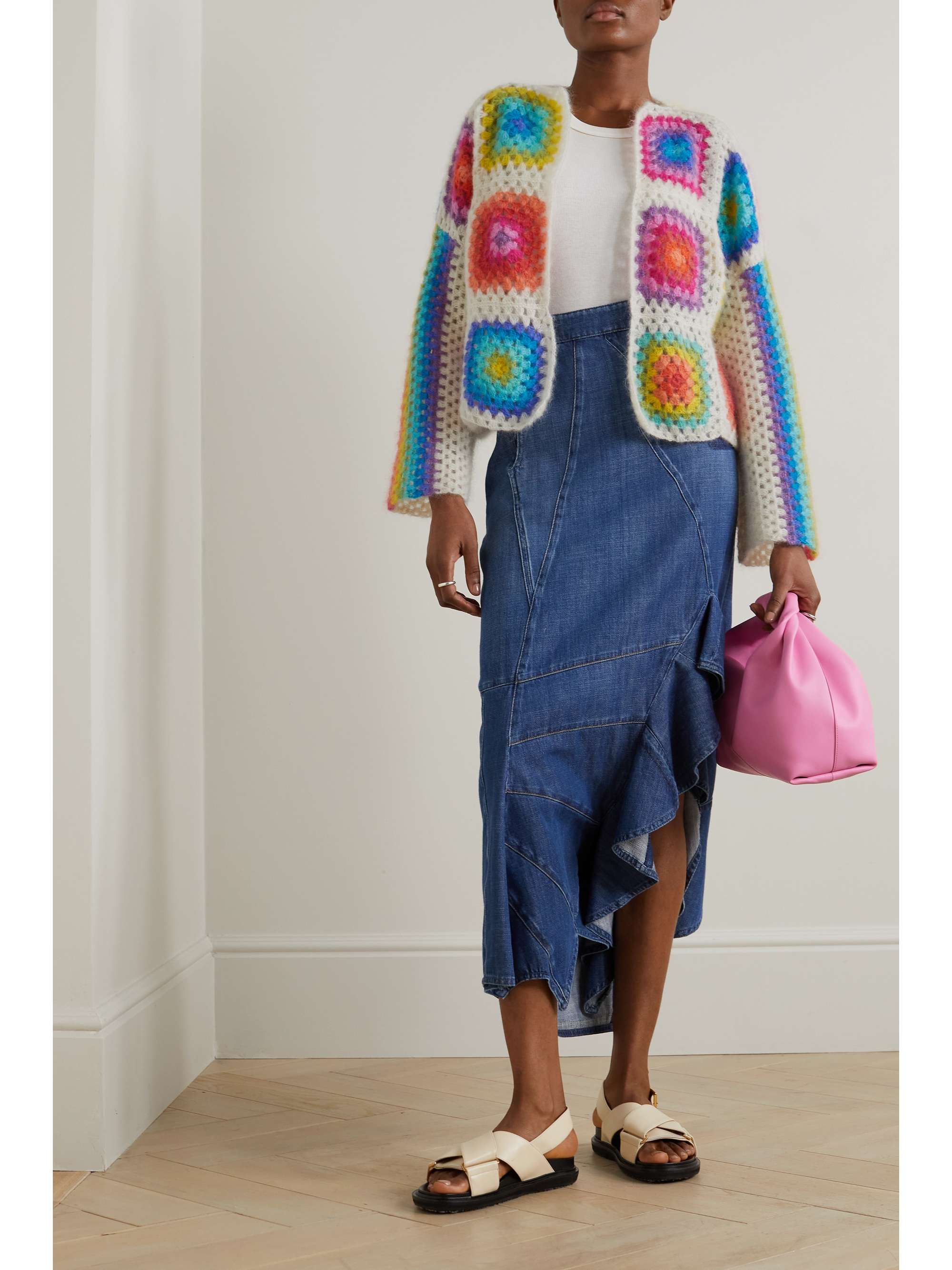 ROSE CARMINE Cardigan aus einer gehäkelten Mohairmischung