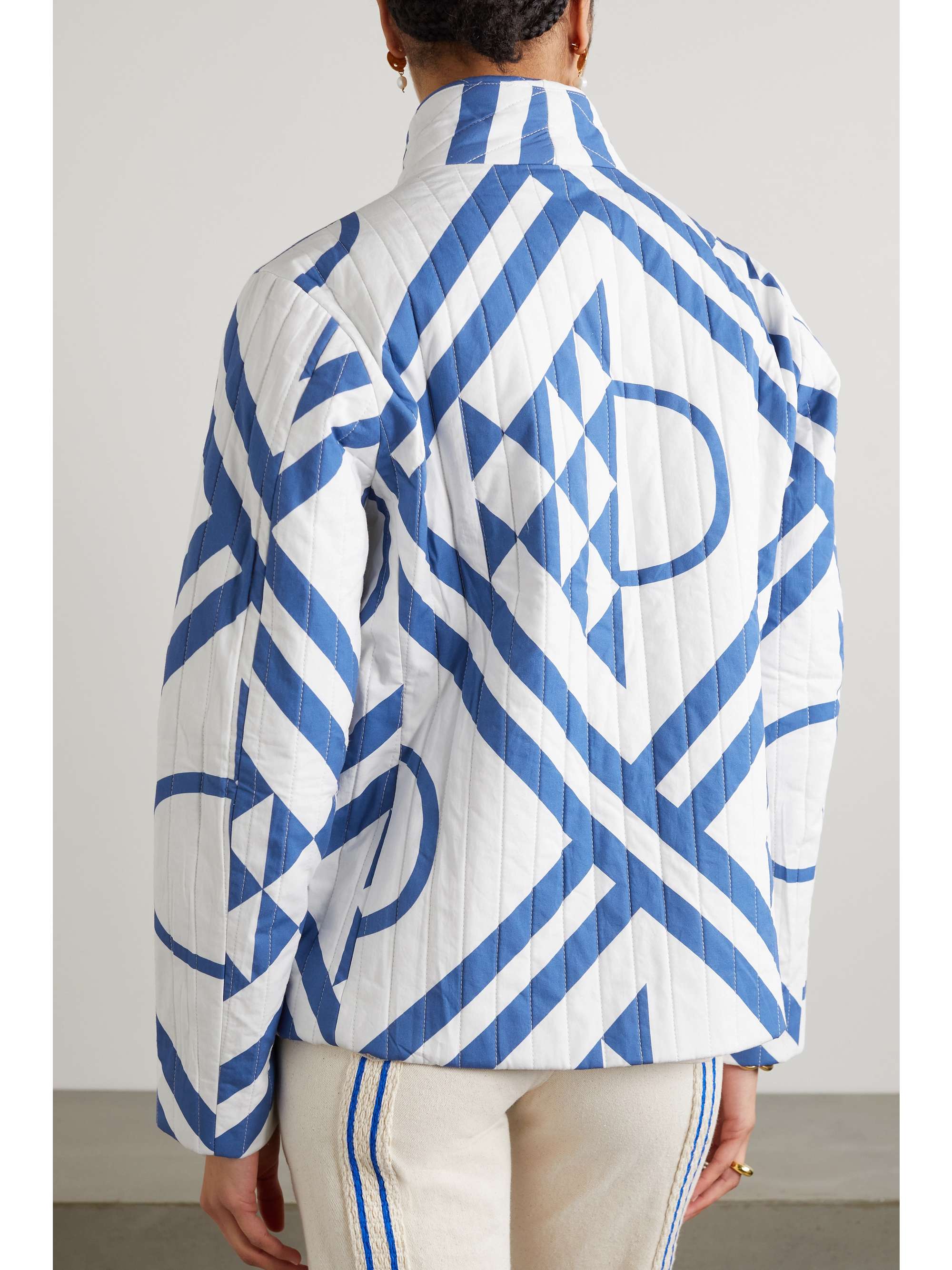 STILL HERE London quilted printed cotton blazer