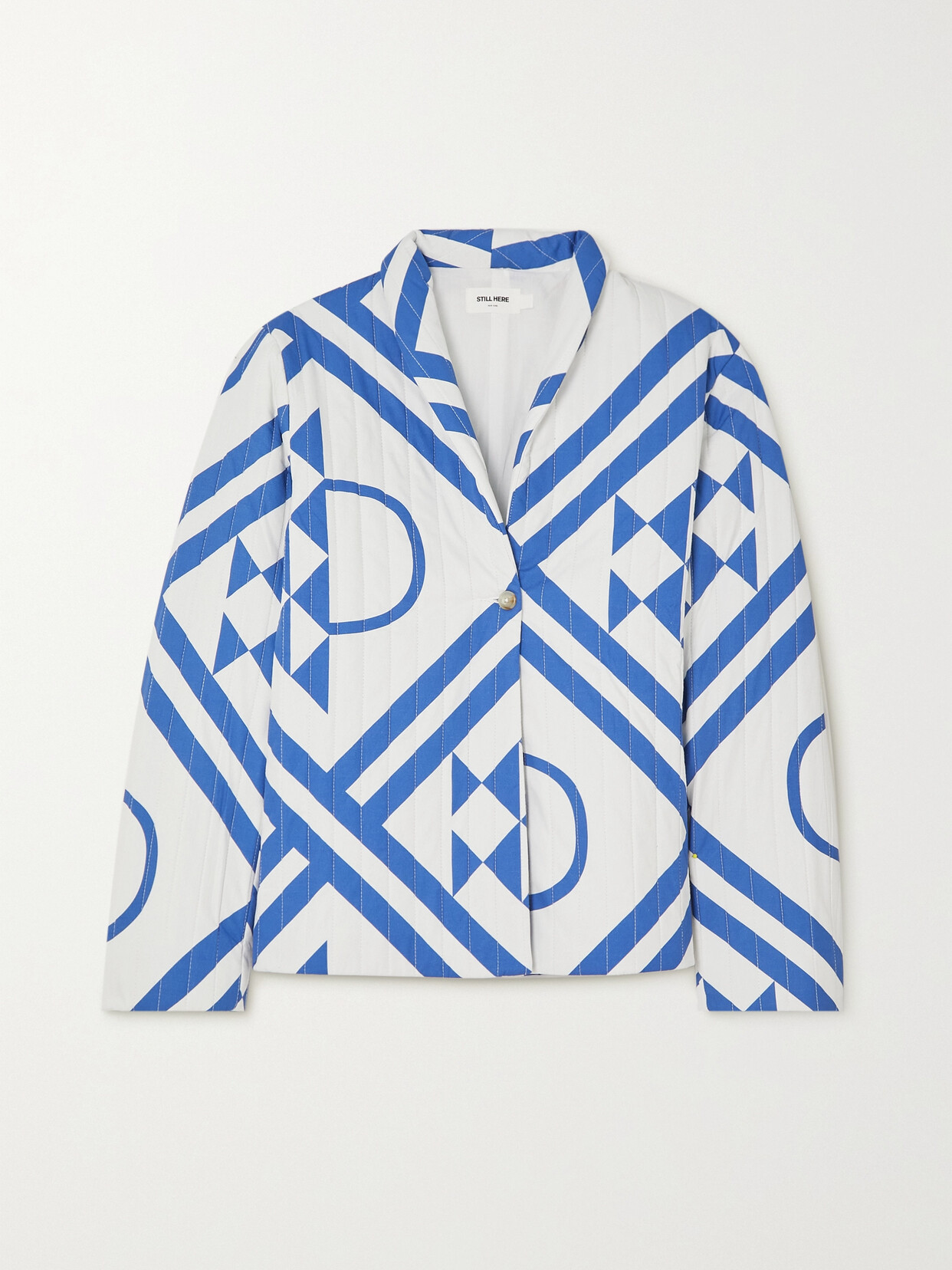 Still Here - London Quilted Printed Cotton Blazer - Blue