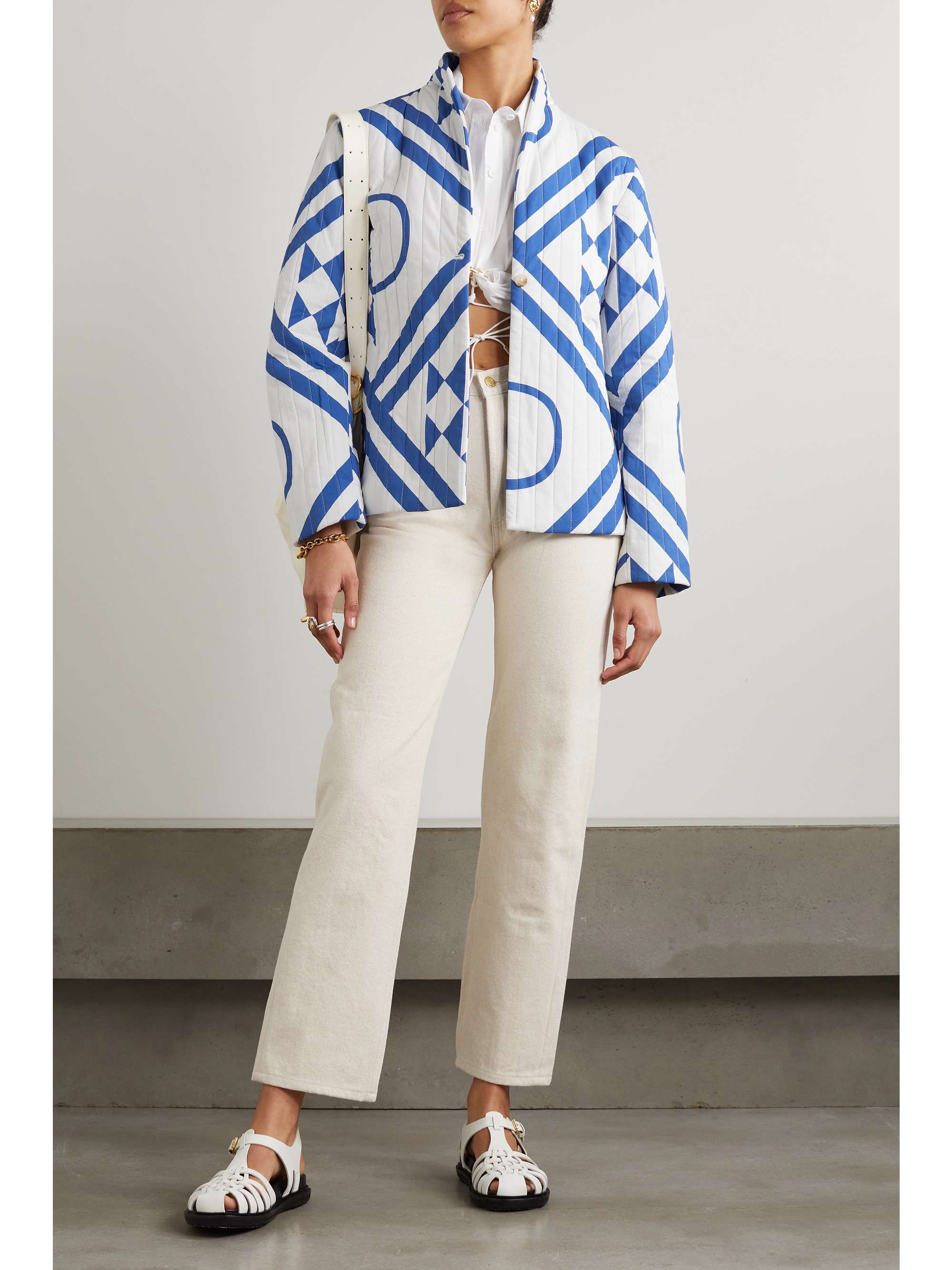 STILL HERE London quilted printed cotton blazer