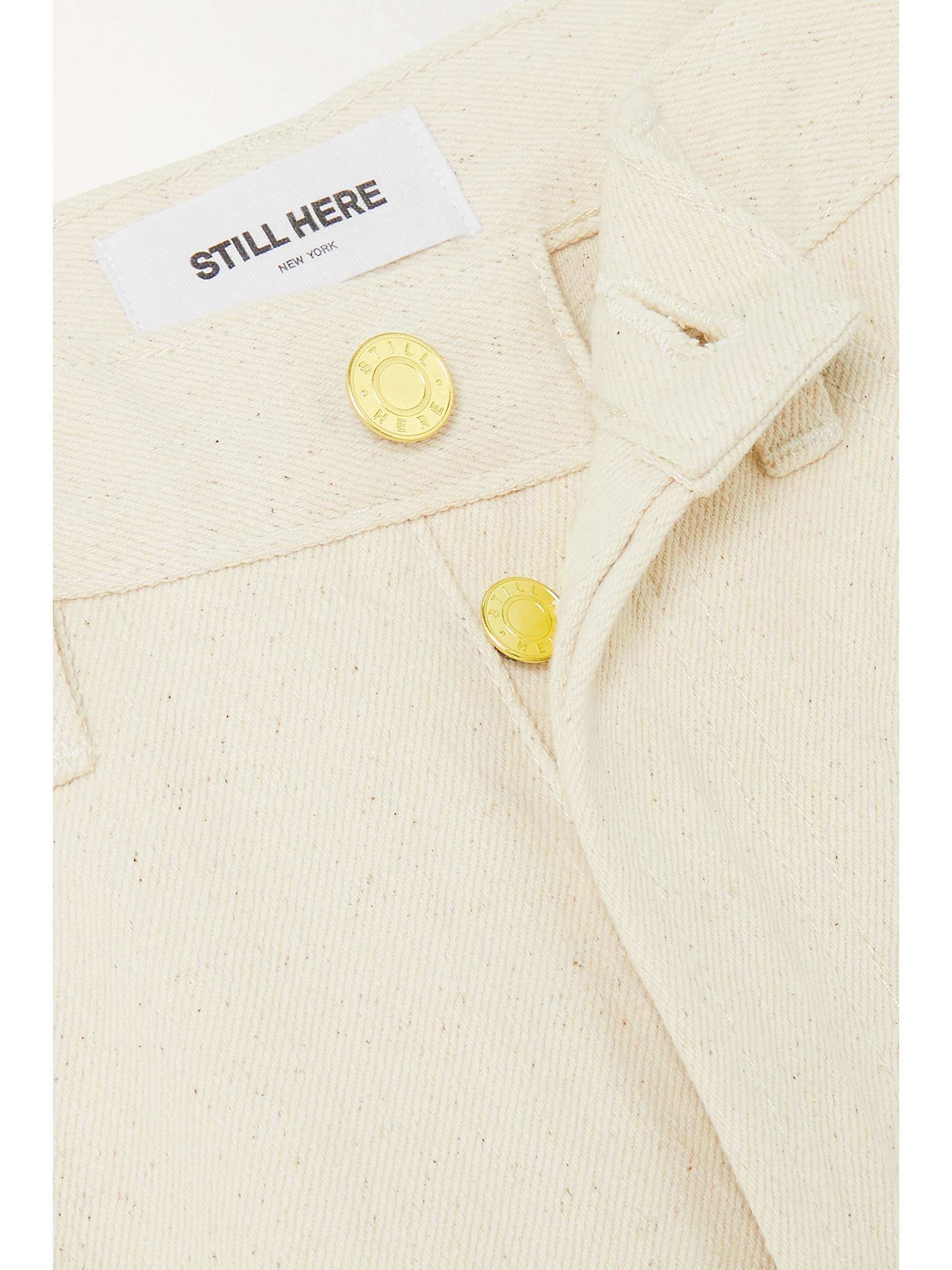 STILL HERE Blue Ridge embroidered crochet-trimmed cotton-twill straight-leg pants