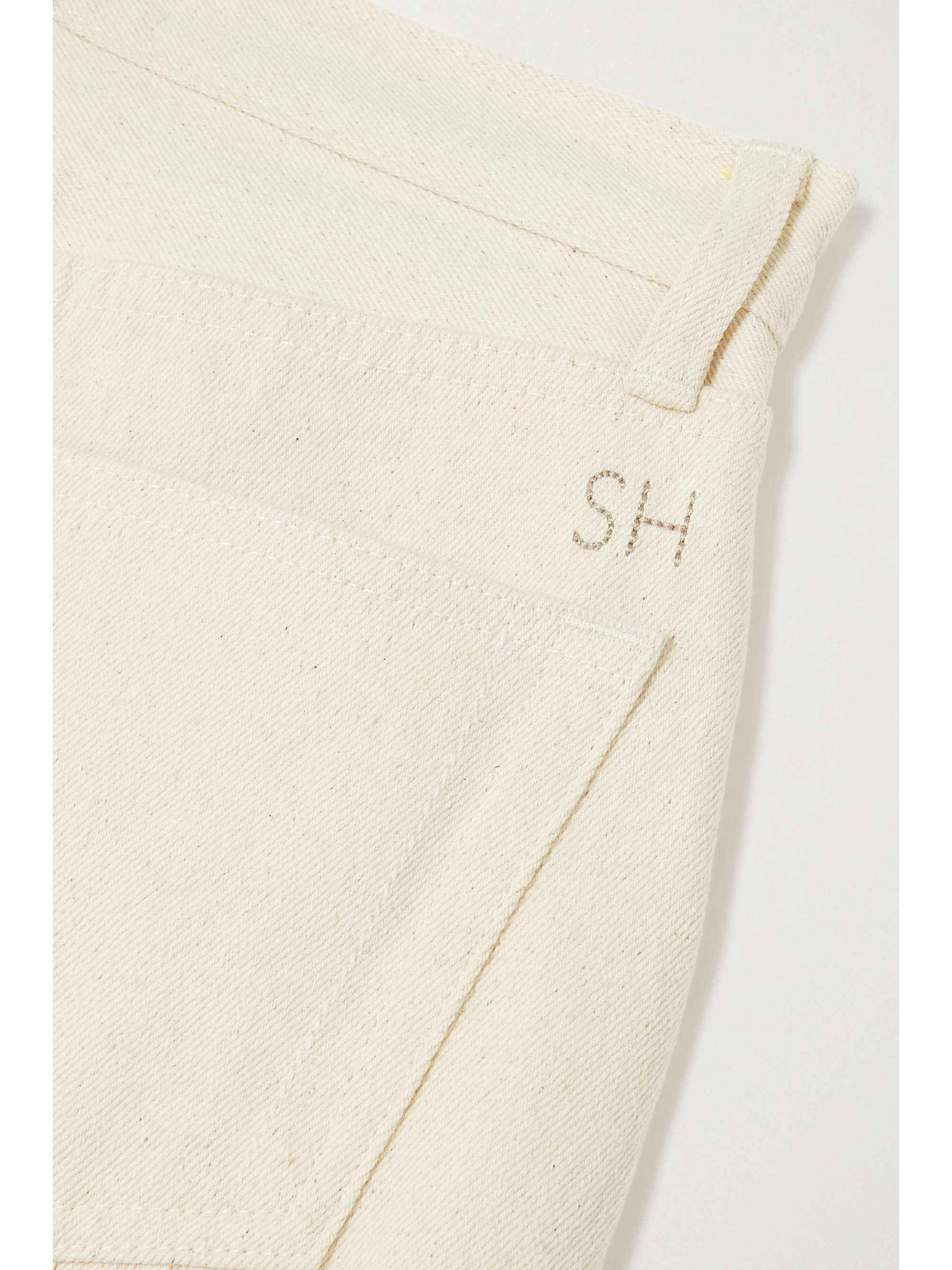 STILL HERE Blue Ridge embroidered crochet-trimmed cotton-twill straight-leg pants