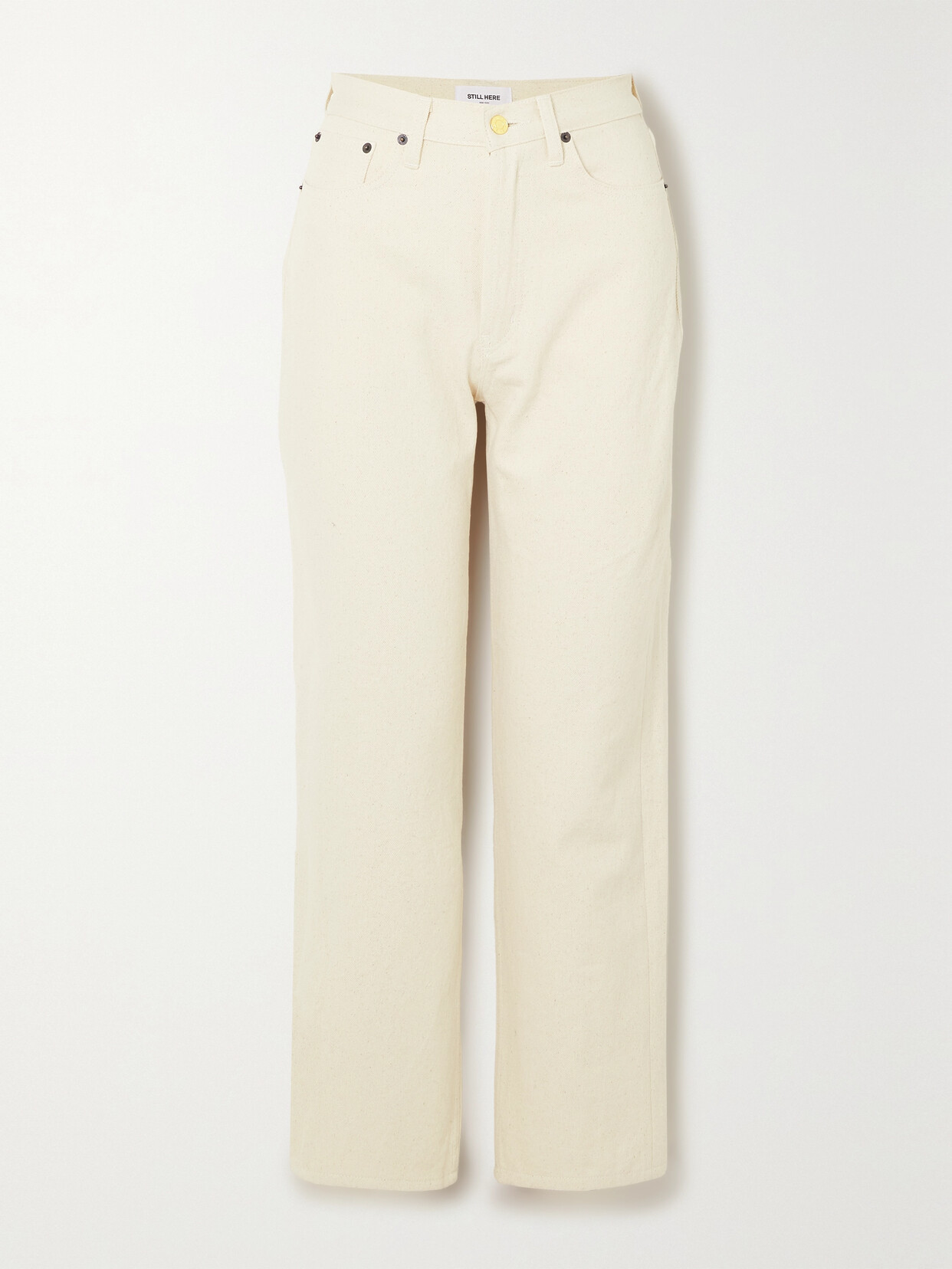 Still Here - Blue Ridge Embroidered Crochet-trimmed Cotton-twill Straight-leg Pants - Cream