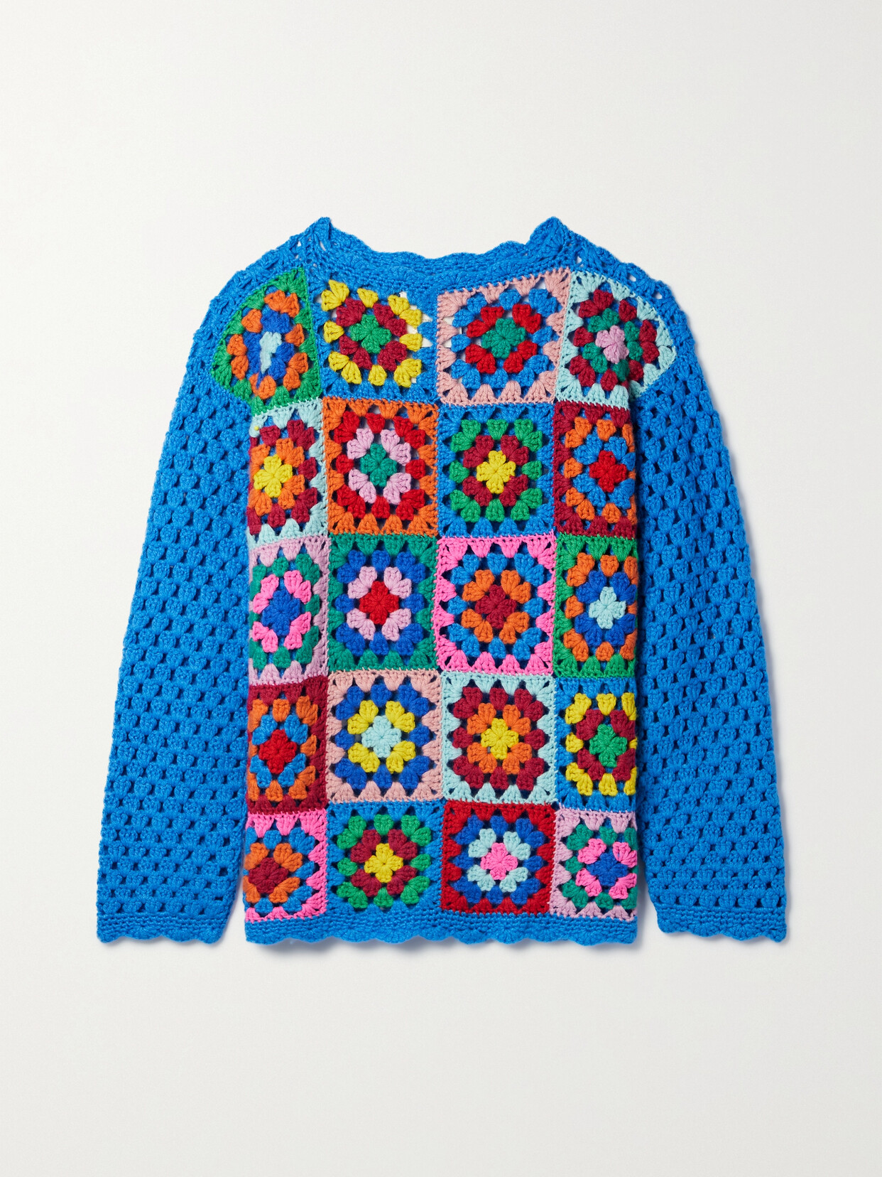 Suzie Kondi - Lara Lara Patchwork Crocheted Cashmere Sweater - Blue