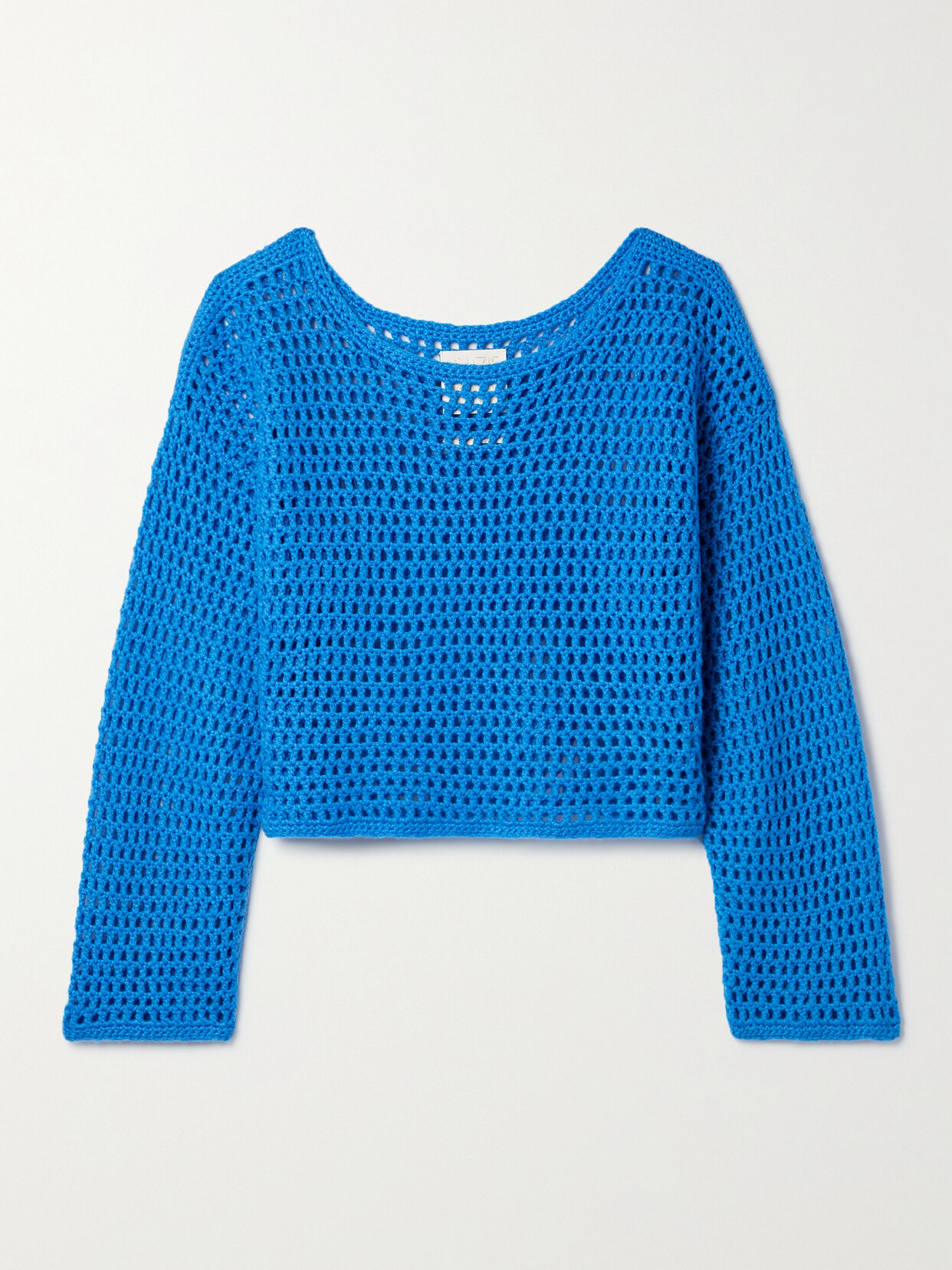 Suzie Kondi - Dimitra Cropped Crocheted Cashmere Sweater - Blue