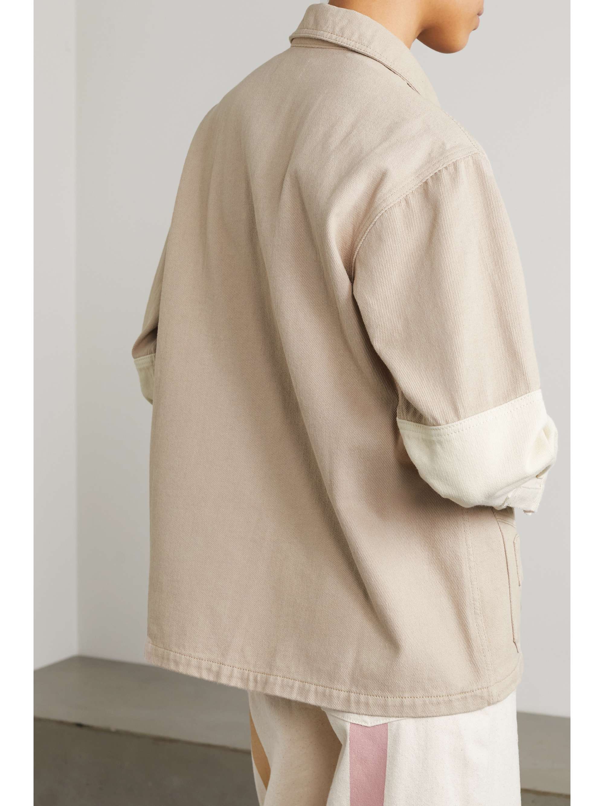 STILL HERE Two-tone paneled cotton-twill jacket
