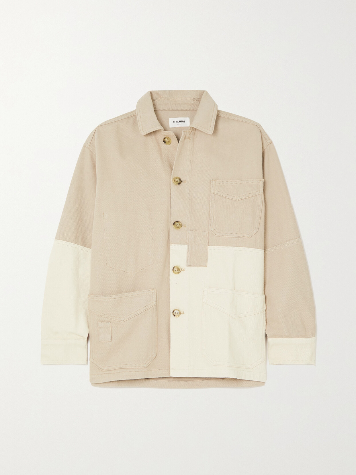 Still Here - Two-tone Paneled Cotton-twill Jacket - Neutrals