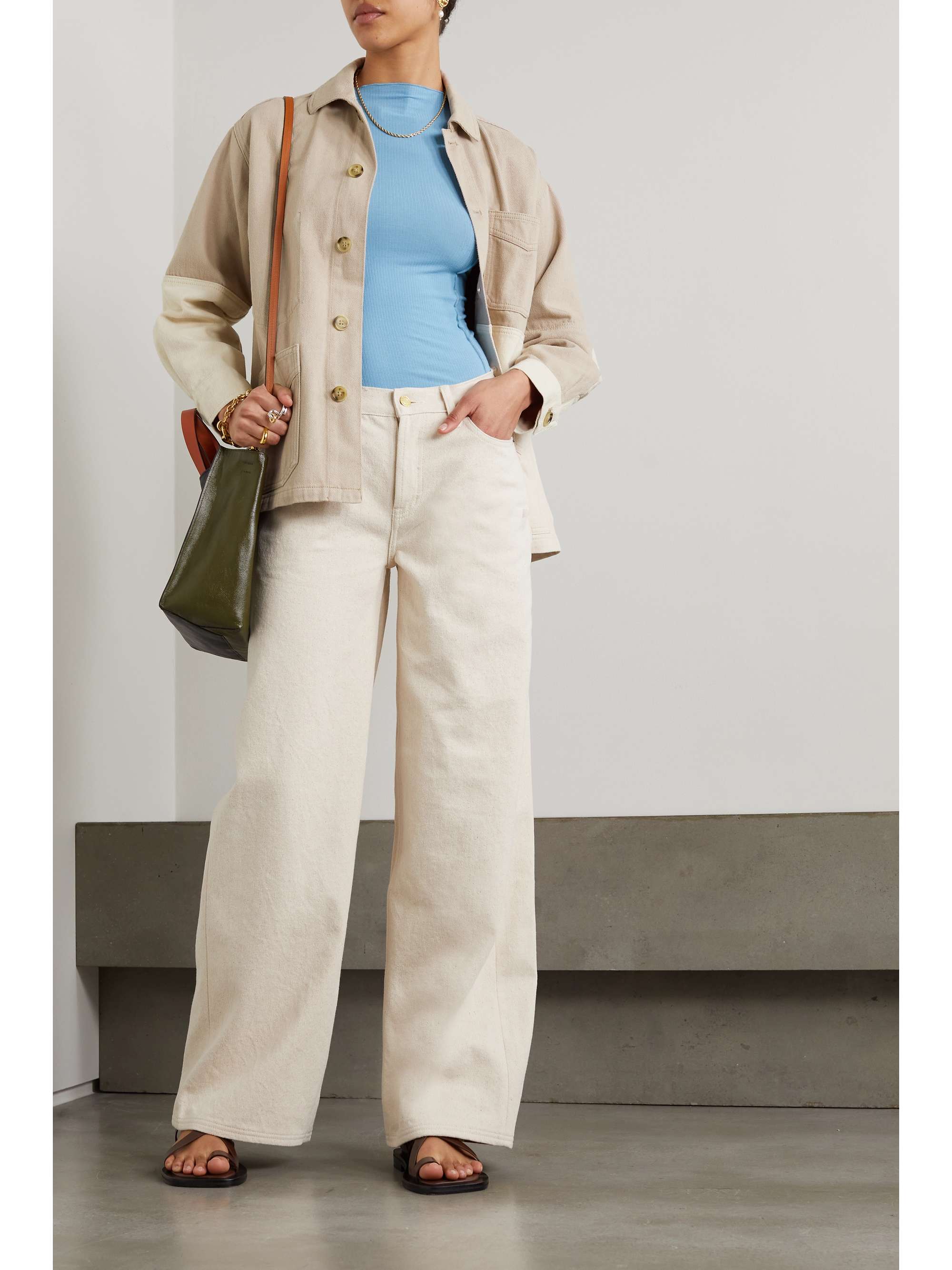 STILL HERE Two-tone paneled cotton-twill jacket