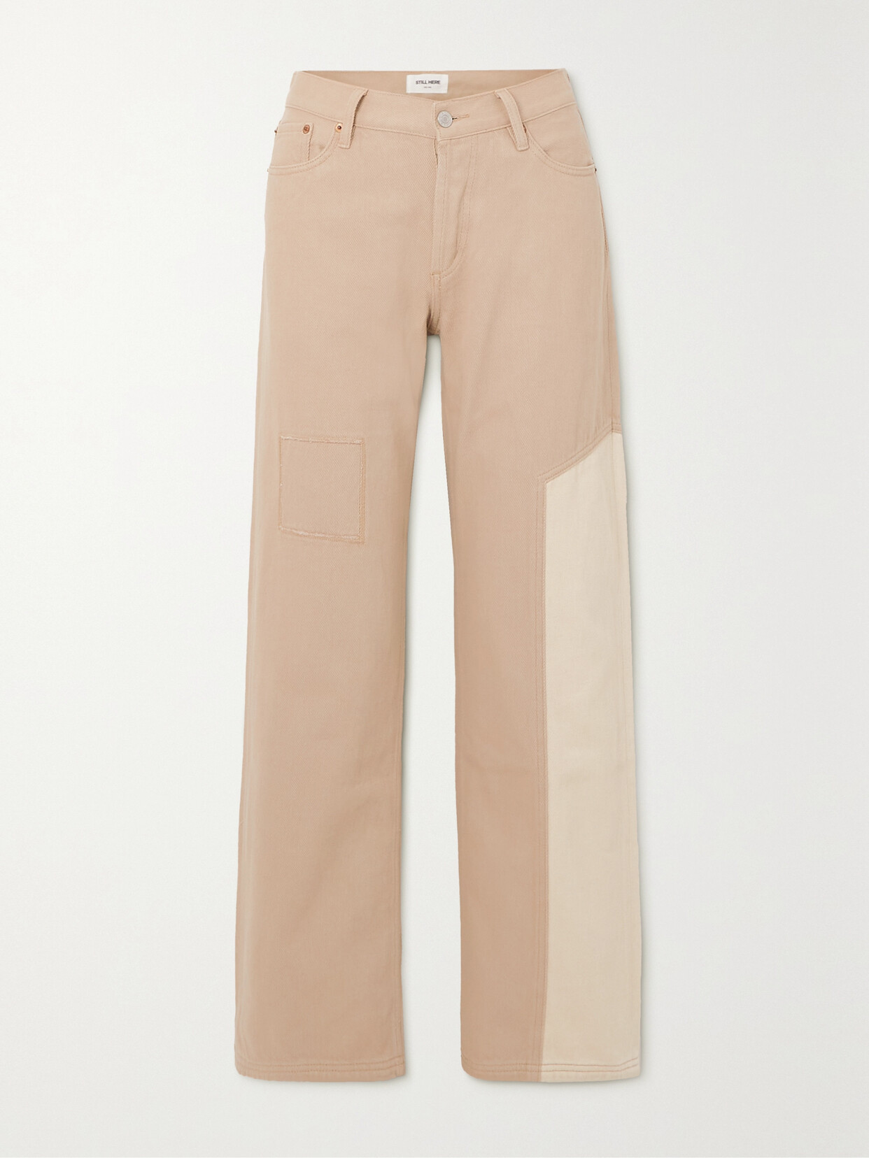 Still Here - Skater Patchwork High-rise Straight-leg Jeans - Neutrals