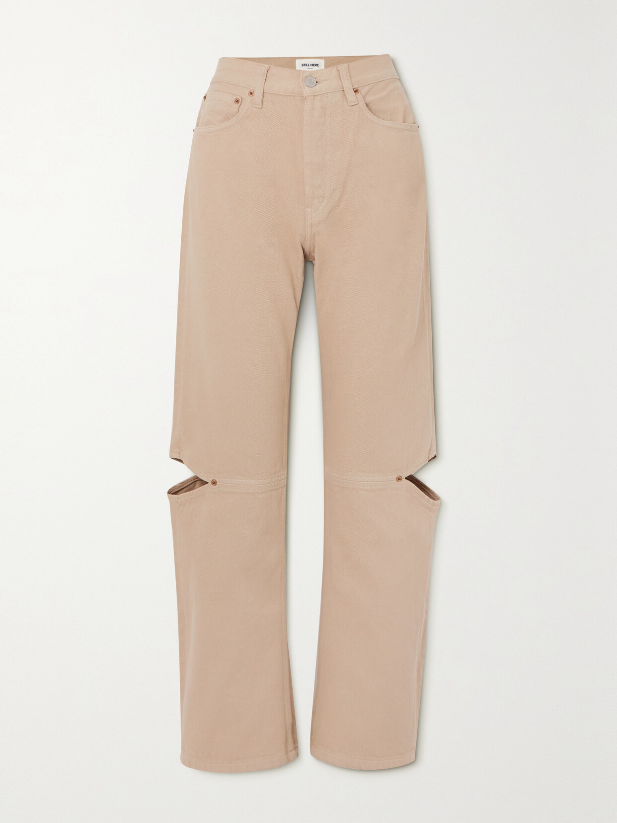 Still Here - Cowgirl Cutout Embroidered High-rise Straight-leg Jeans - Neutrals