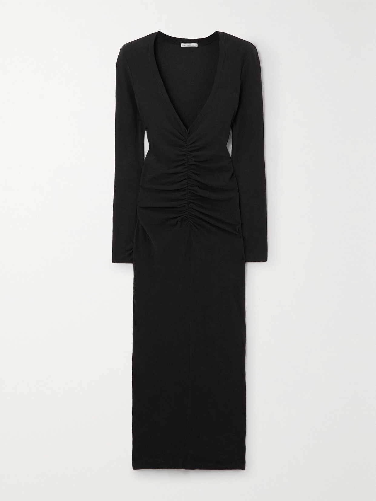 James Perse - Ruched Cotton-blend Jersey Midi Dress - Black