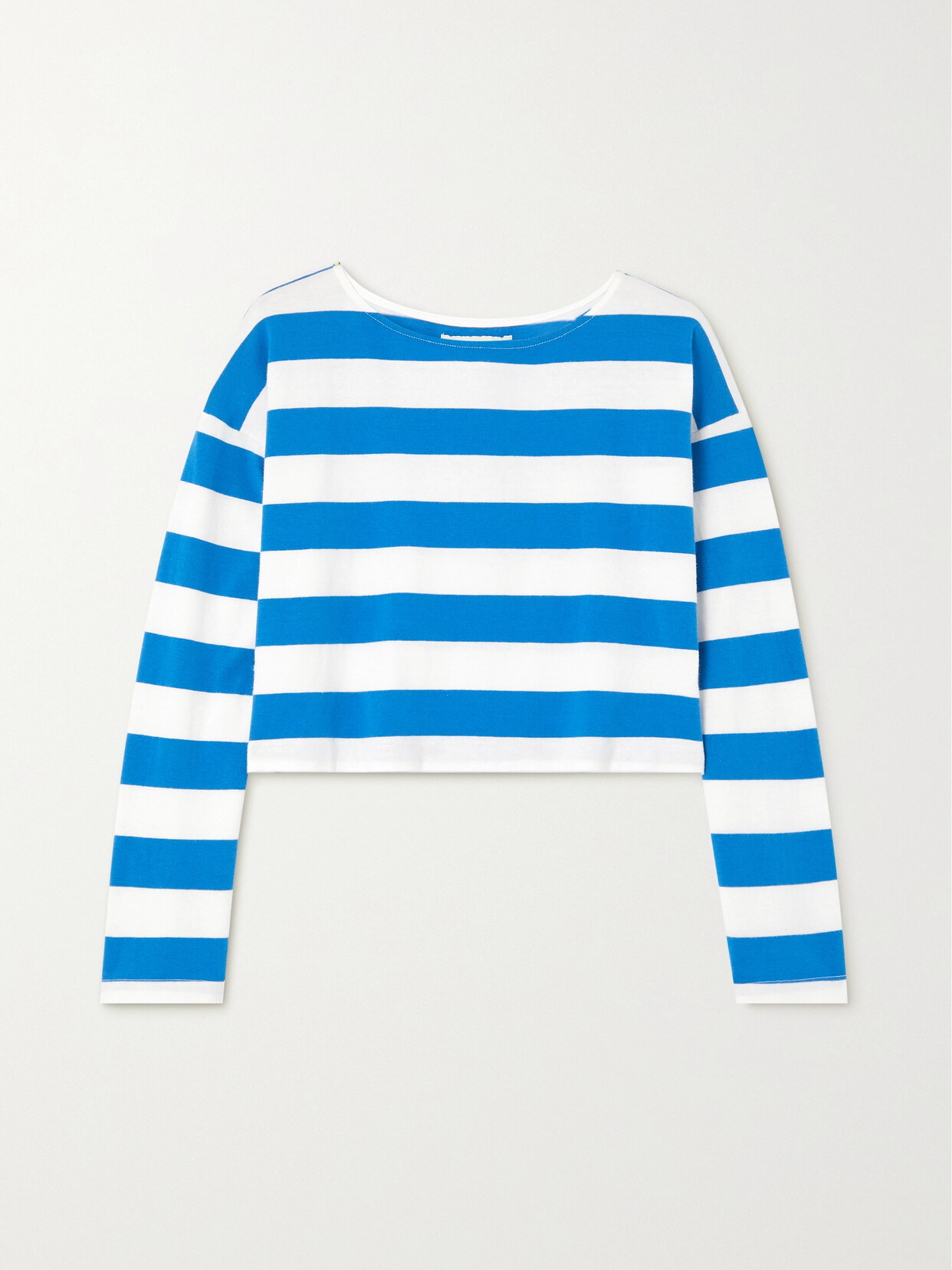 Suzie Kondi - Psaras Cropped Striped Cotton-jersey T-shirt - Blue