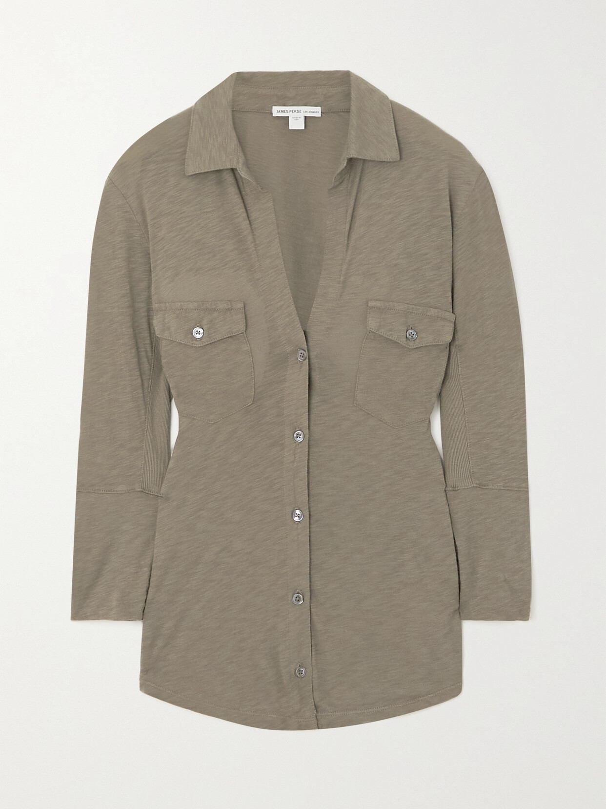 James Perse - Jersey-paneled Slub-cotton Shirt - Green