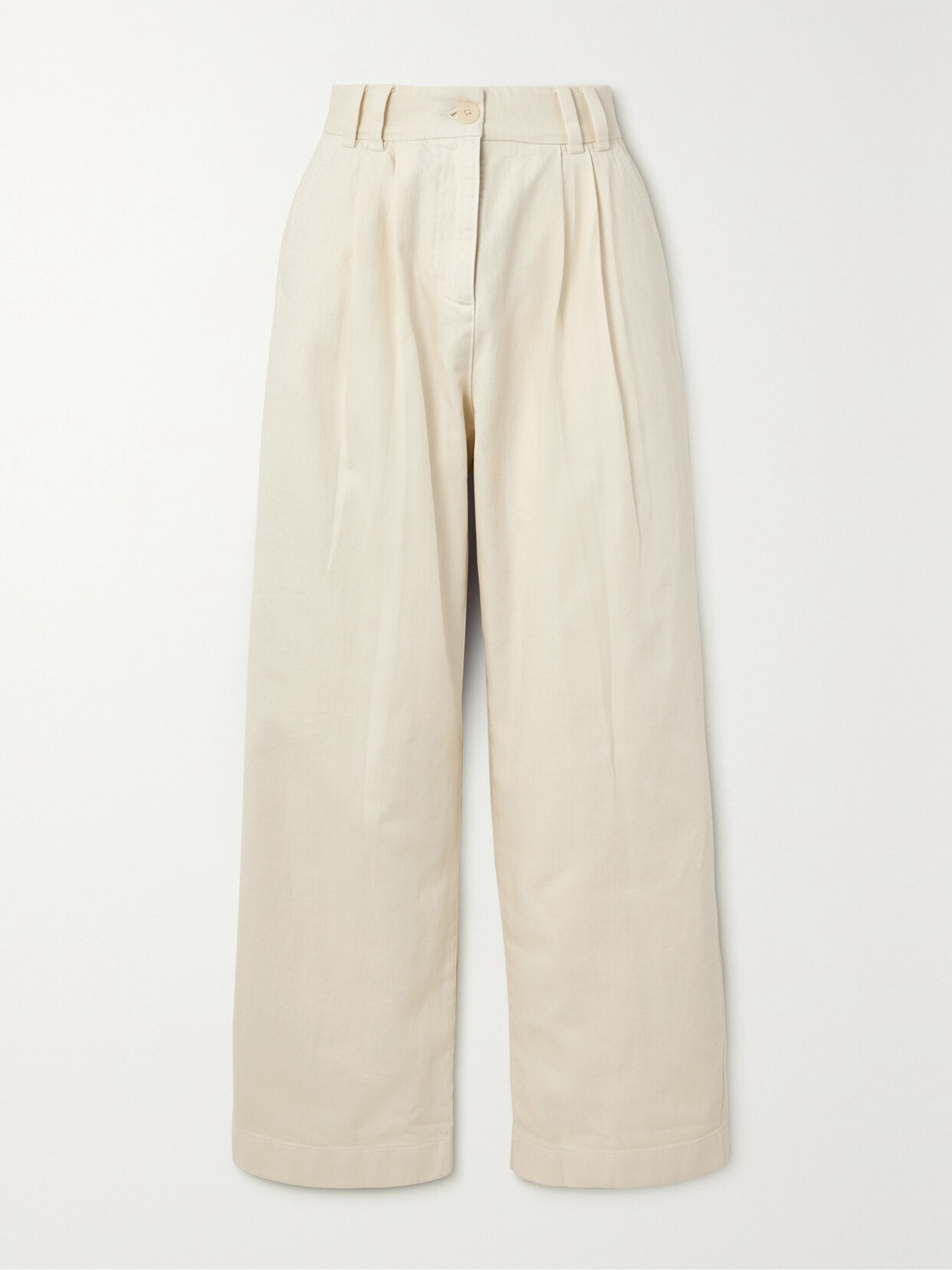 Ninety Percent - Apollo Pleated Organic Cotton And Linen-blend Wide-leg Pants - White