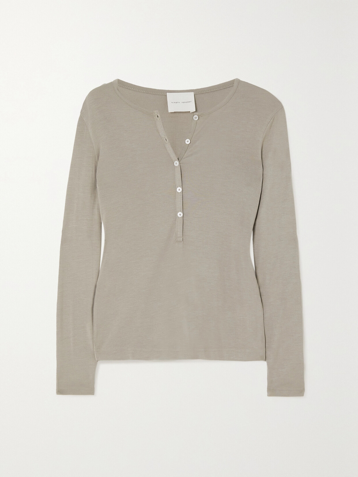 Ninety Percent Henley Micro Modal-blend Top In Brown