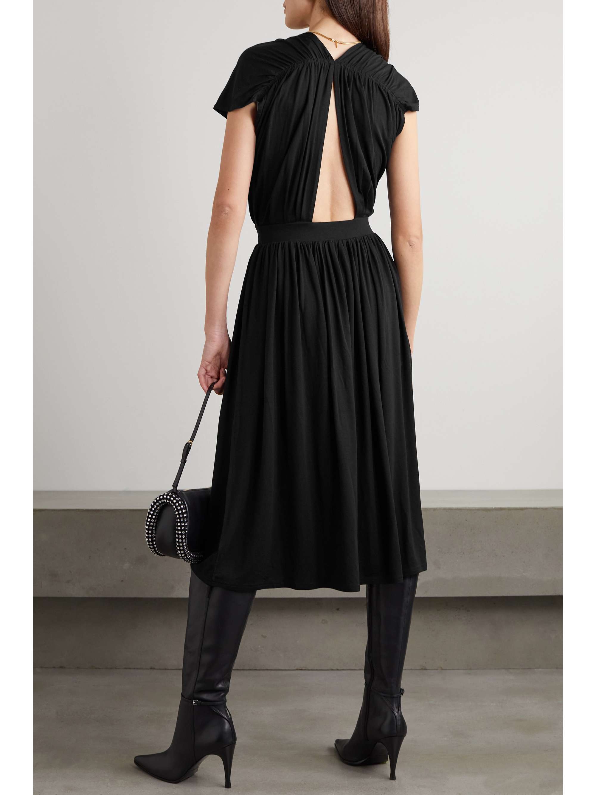 NINETY PERCENT Bythos gathered stretch-TENCEL Lyocell midi dress