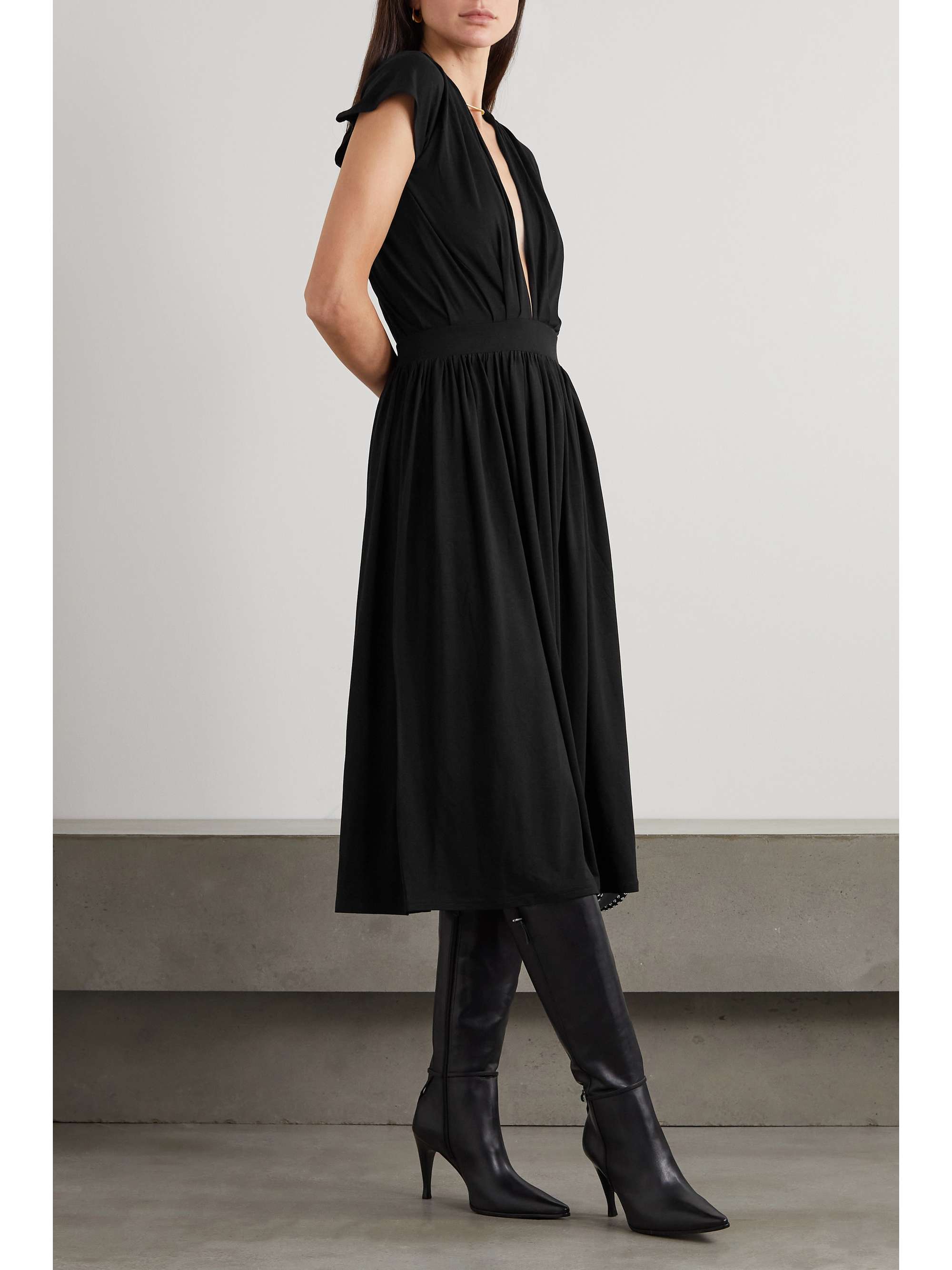 NINETY PERCENT Bythos gathered stretch-TENCEL Lyocell midi dress