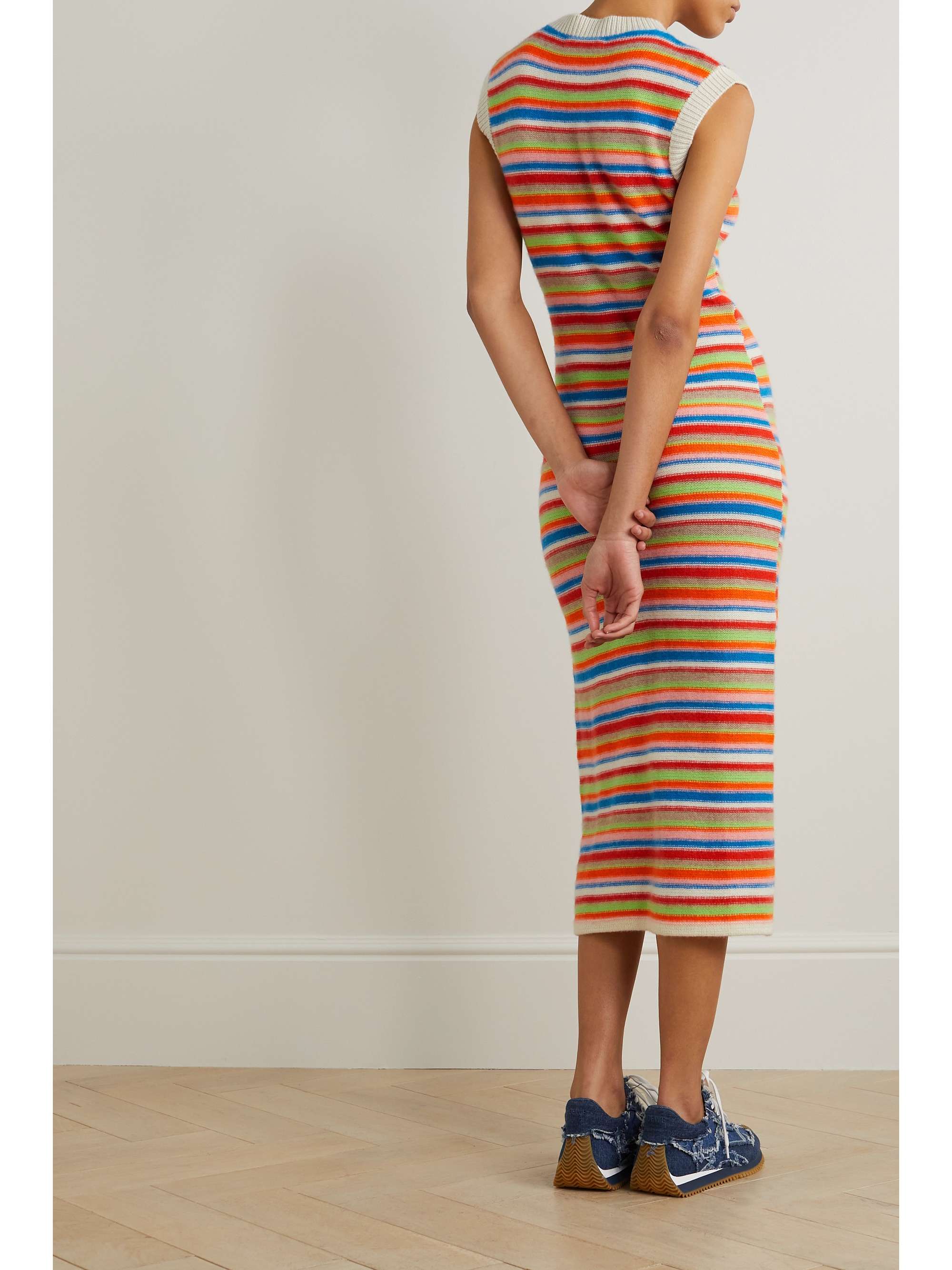 THE ELDER STATESMAN Vista striped cashmere maxi dress