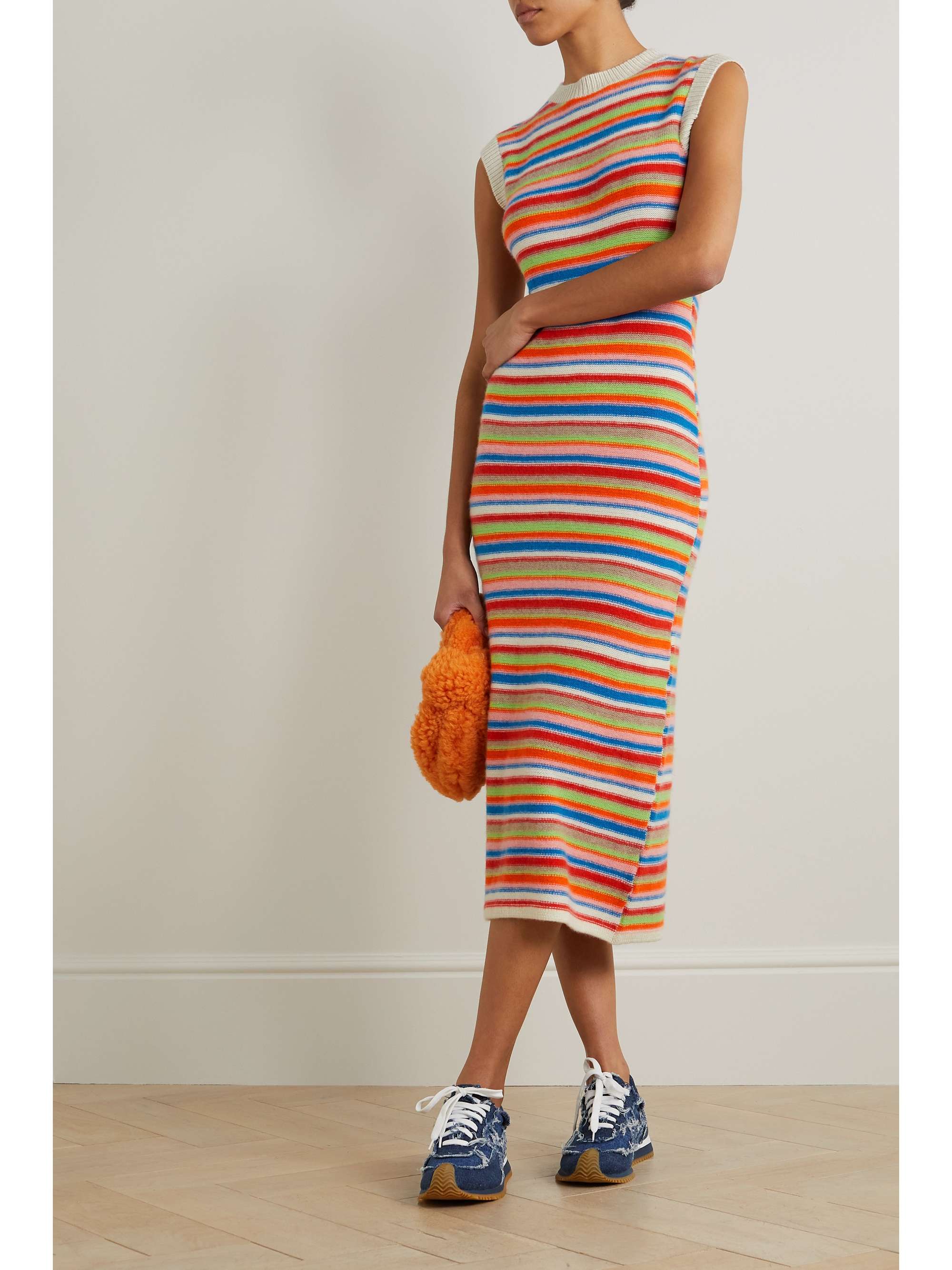 THE ELDER STATESMAN Vista striped cashmere maxi dress