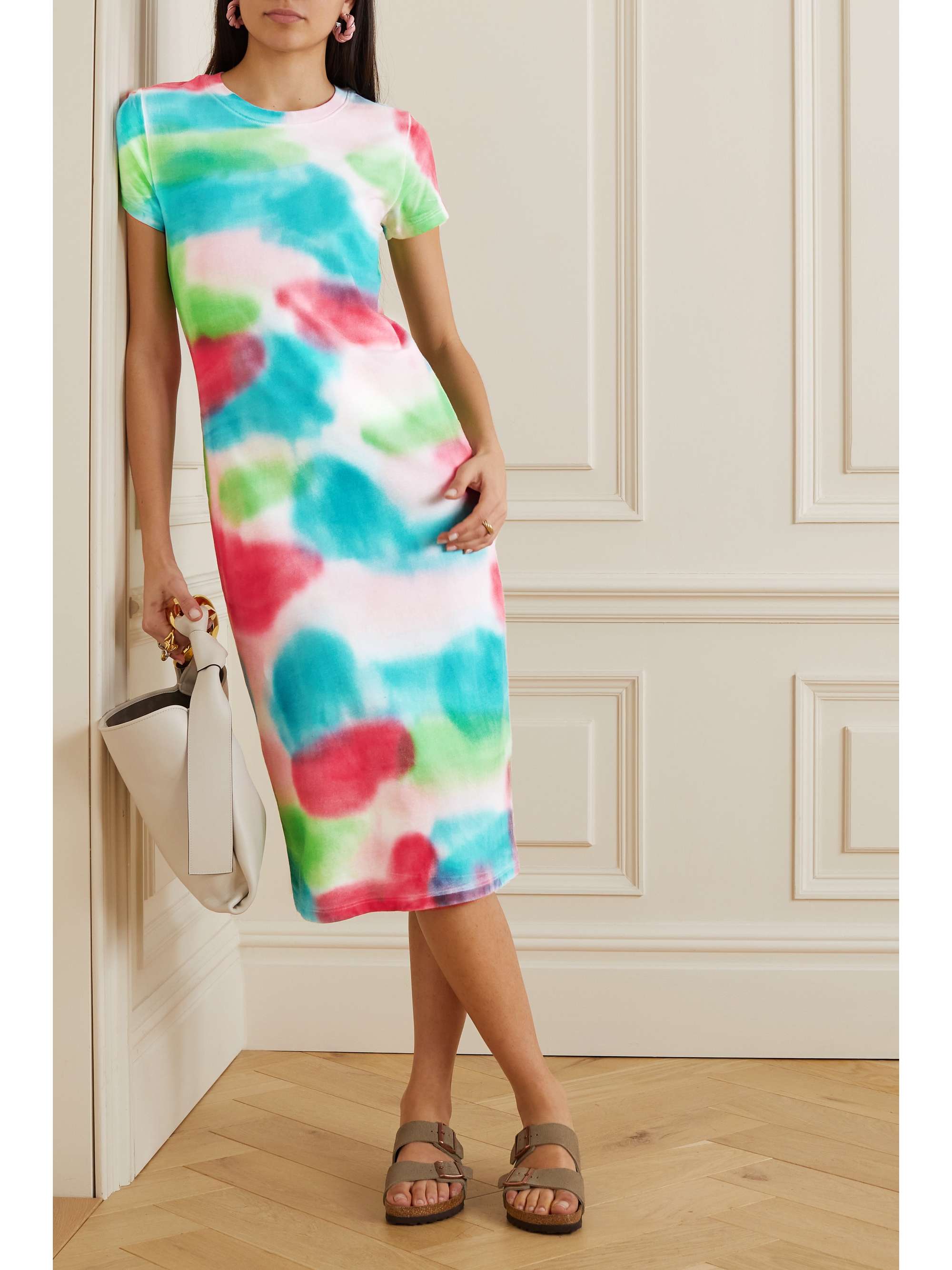 THE ELDER STATESMAN Cascade printed cotton and cashmere-blend jersey dress