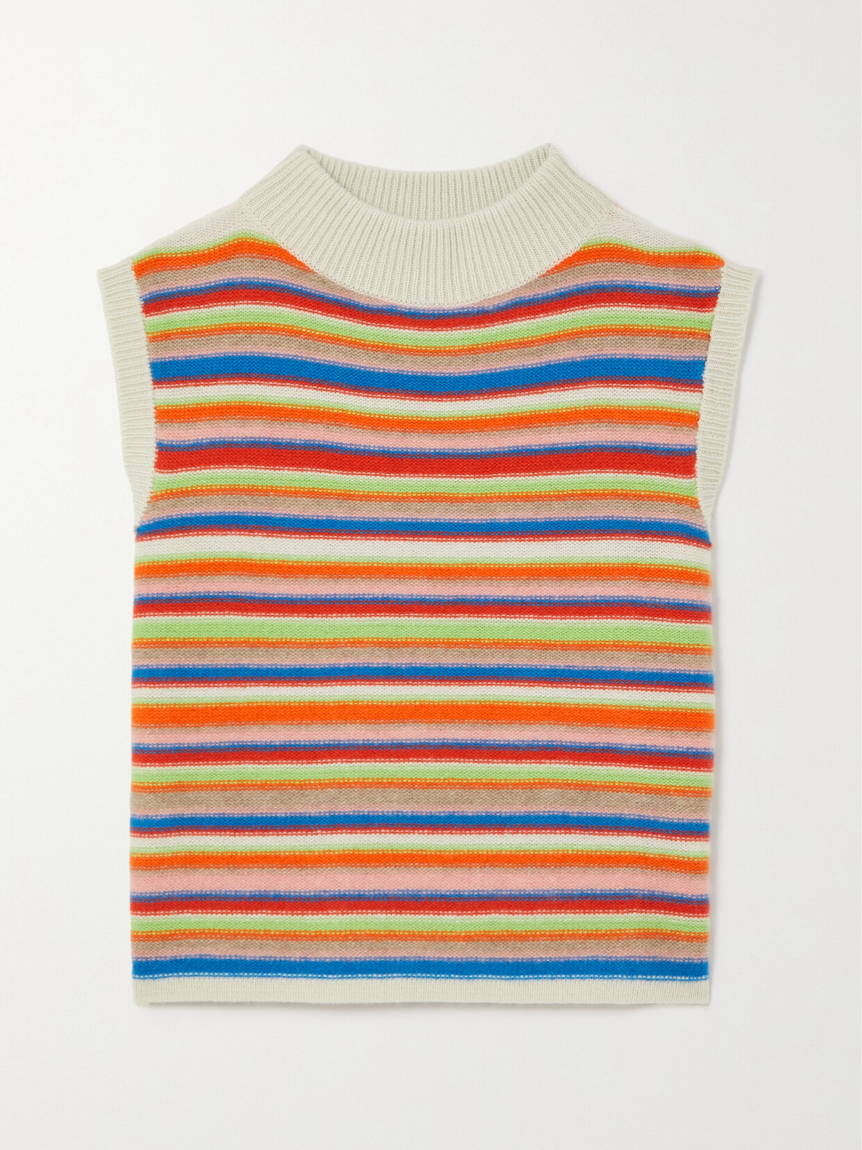 The Elder Statesman - Vista Striped Cashmere Vest - Orange