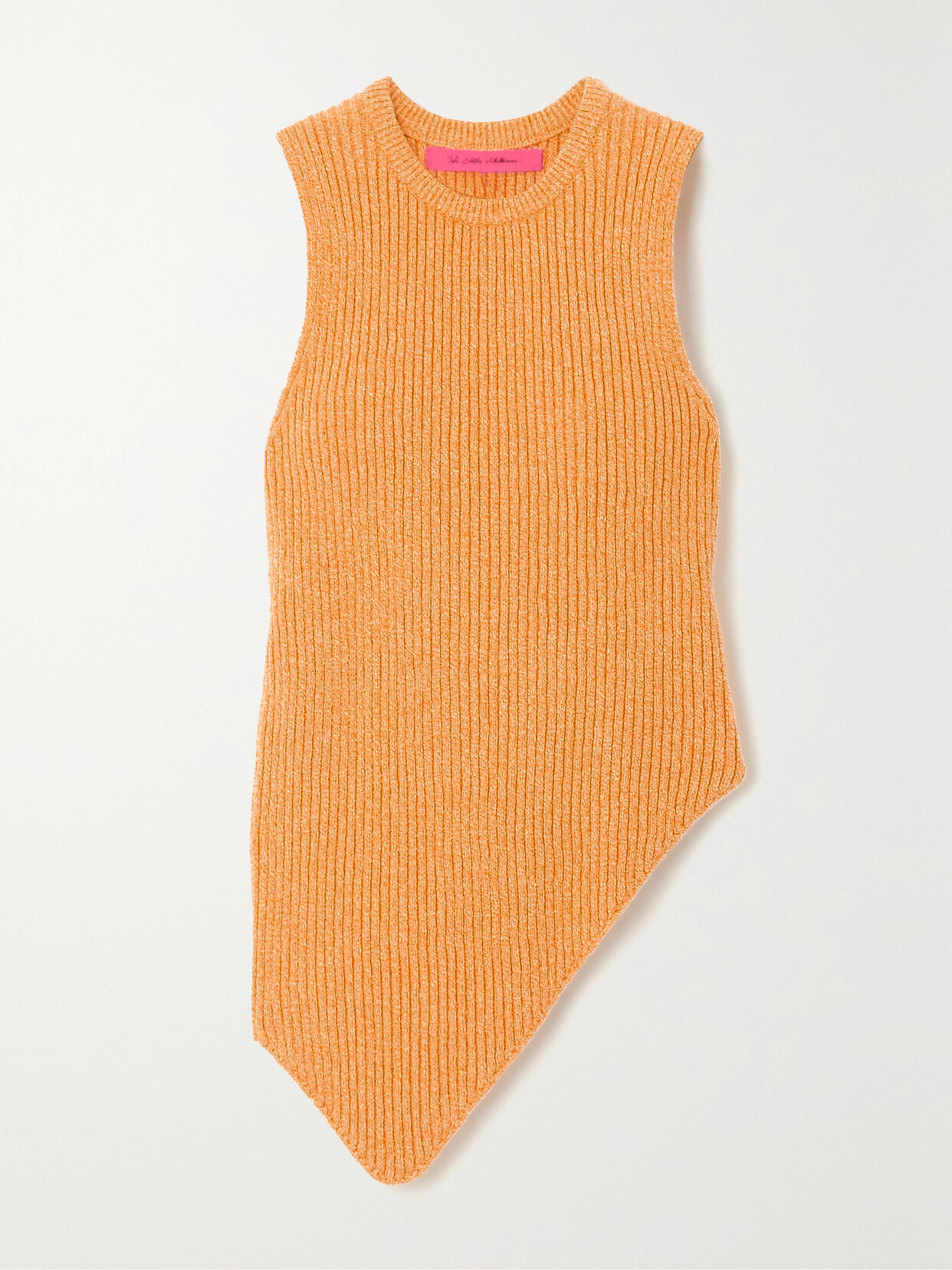 The Elder Statesman - Asymmetric Ribbed Organic Cotton And Cashmere-blend Tank - Orange