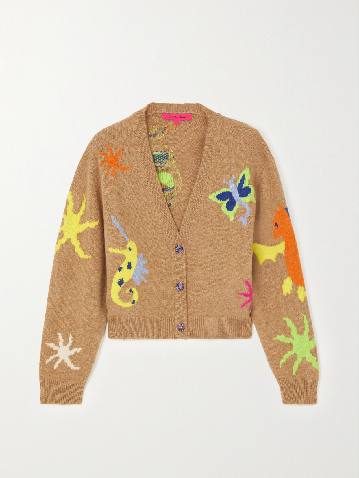 The Elder Statesman - Fantastical Intarsia-knit Cashmere Cardigan - Neutrals