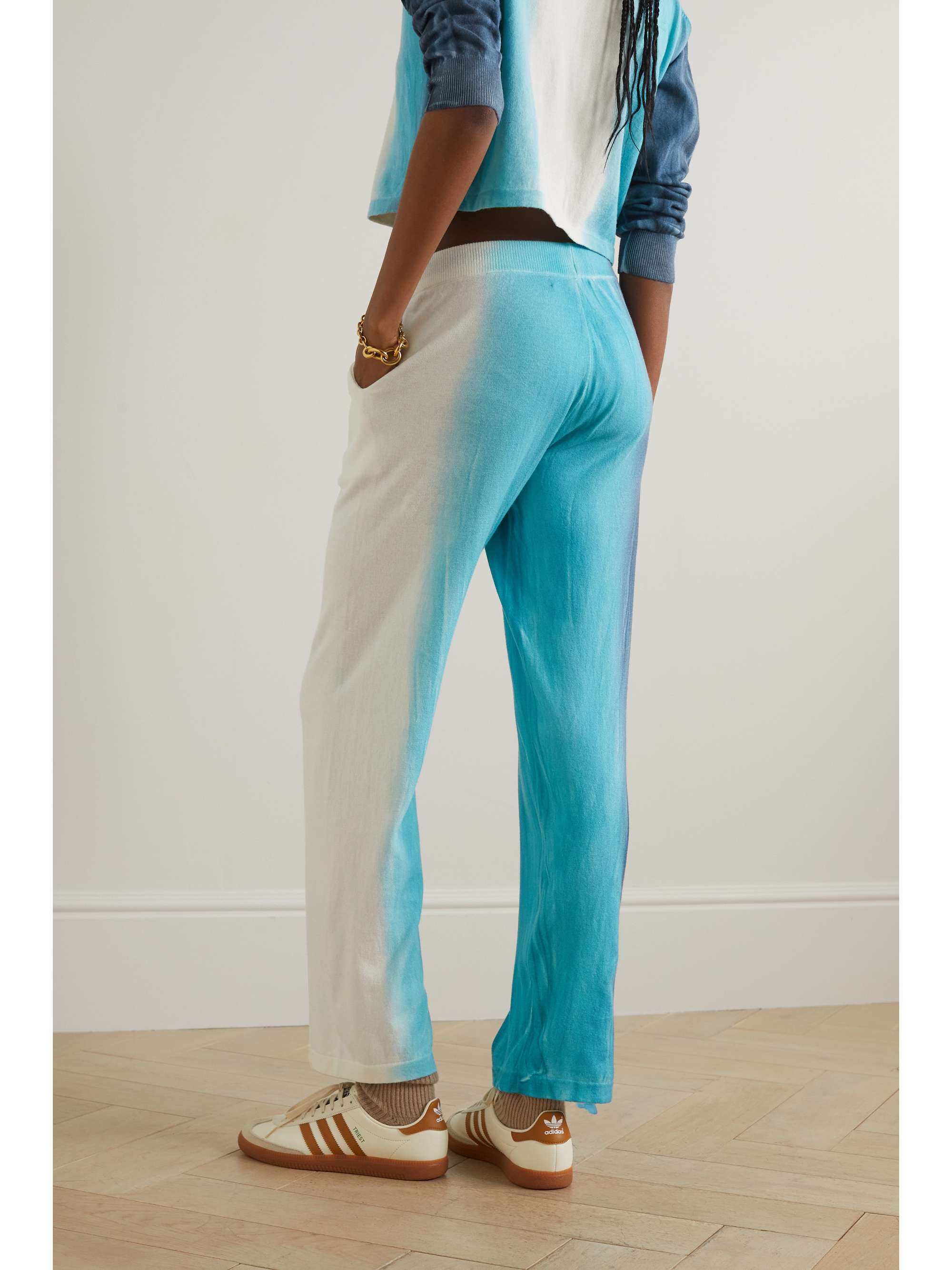 THE ELDER STATESMAN Scape ombré organic cotton and cashmere-blend straight-leg track pants