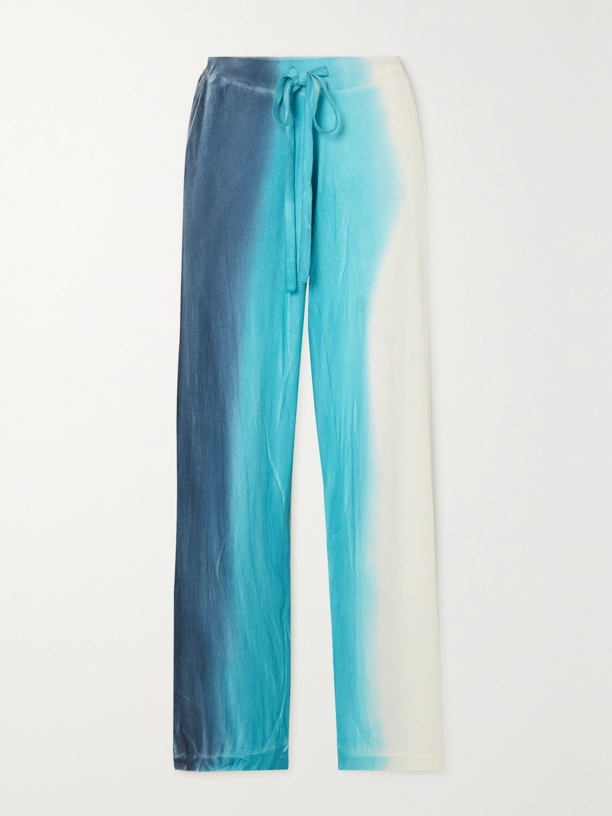 The Elder Statesman Scape Ombré Organic Cotton And Cashmere-blend Straight-leg Track Pants In Blue