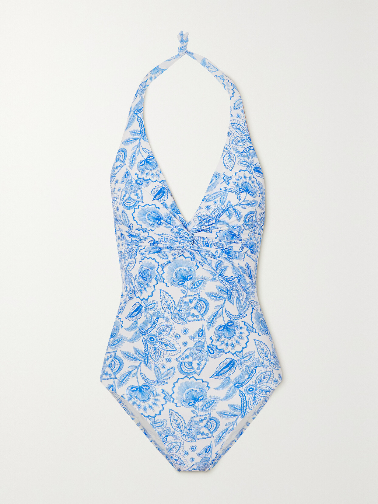 Melissa Odabash Zanzibar Twisted Floral-print Swimsuit In Blue