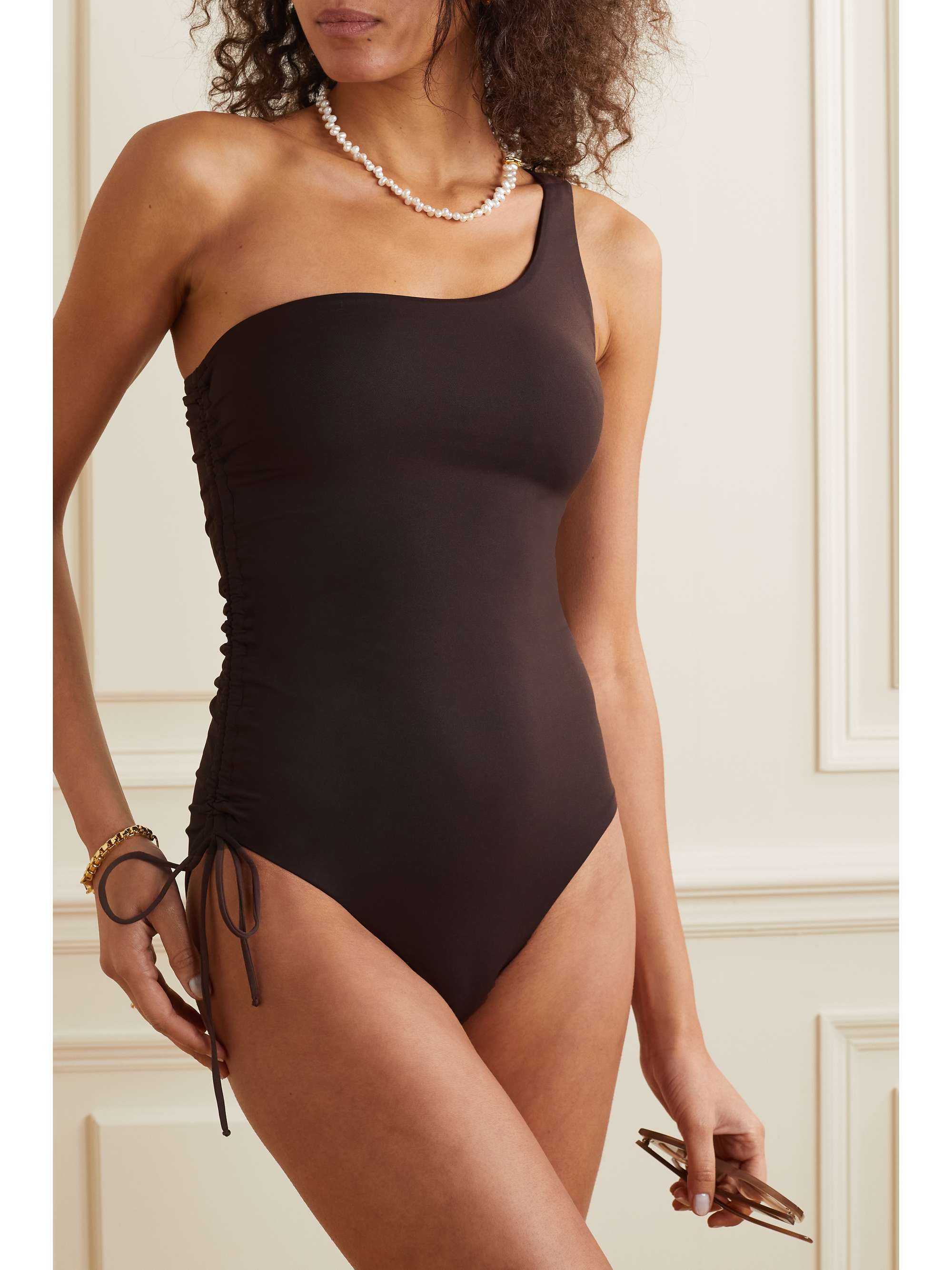 Bodrum one-shoulder tie-detailed swimsuit