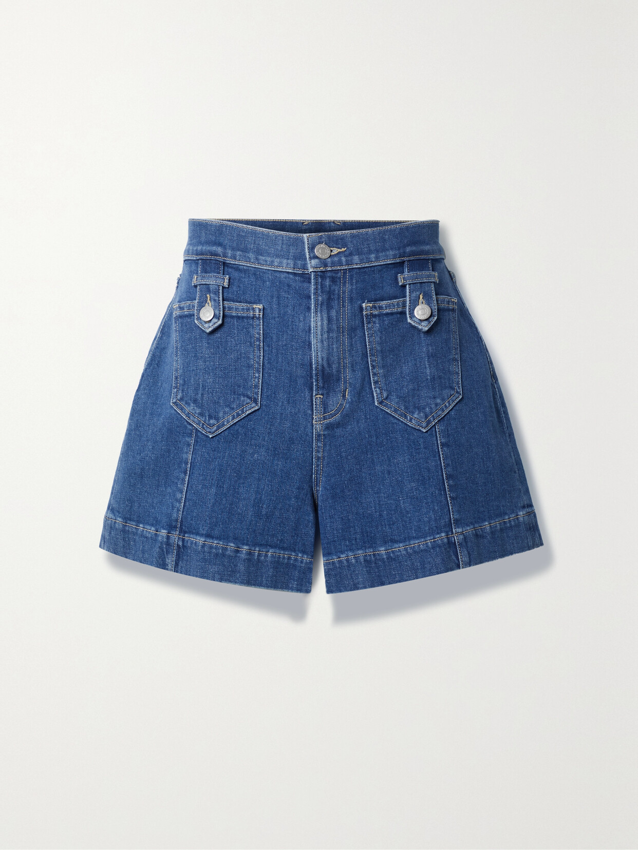 Shop Veronica Beard Darnelle Denim Shorts In Blue