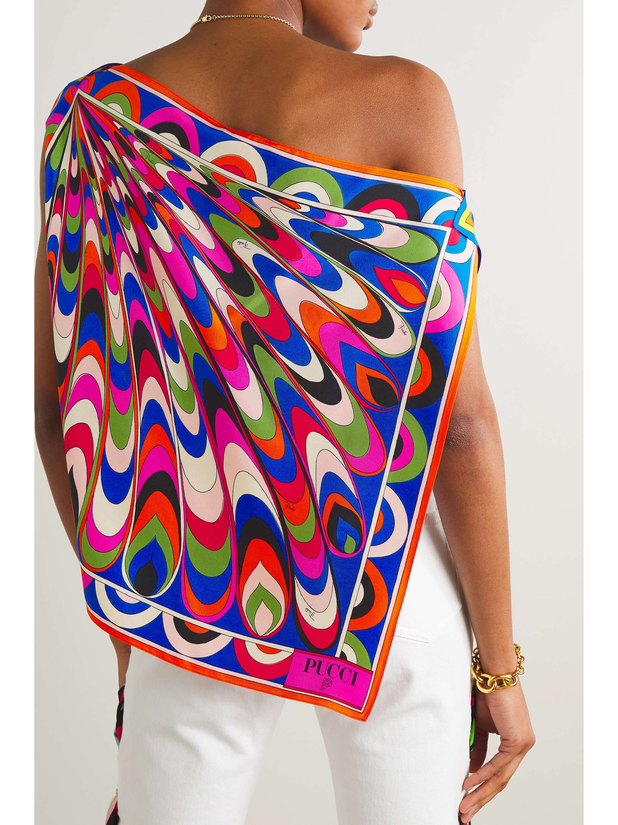 PUCCI Asymmetrisches Oberteil aus bedrucktem Seiden-Twill